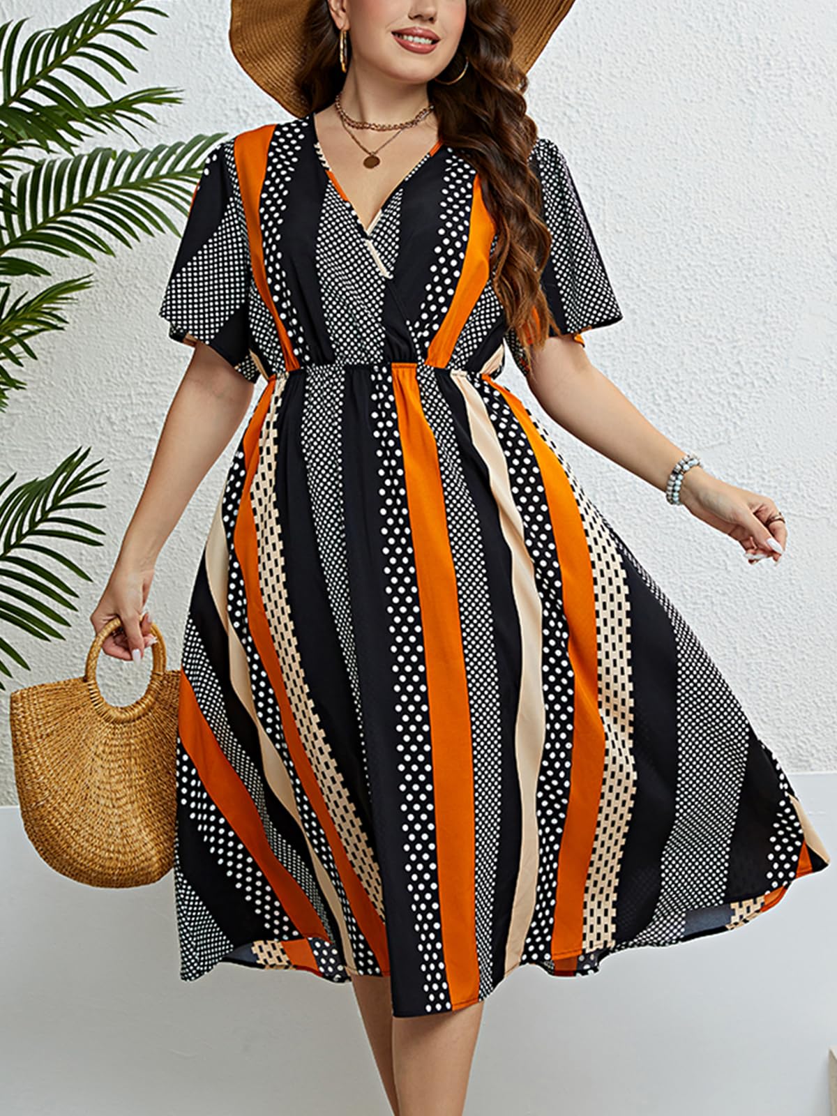 CUPSHE Women's Plus Size Summer Dress 2024 - Bohemian Midi Sundress with Flowy Design for Beach, Vacation & Casual Wear | Perfect for Outdoor Parties, Travel & Summer Getaways
