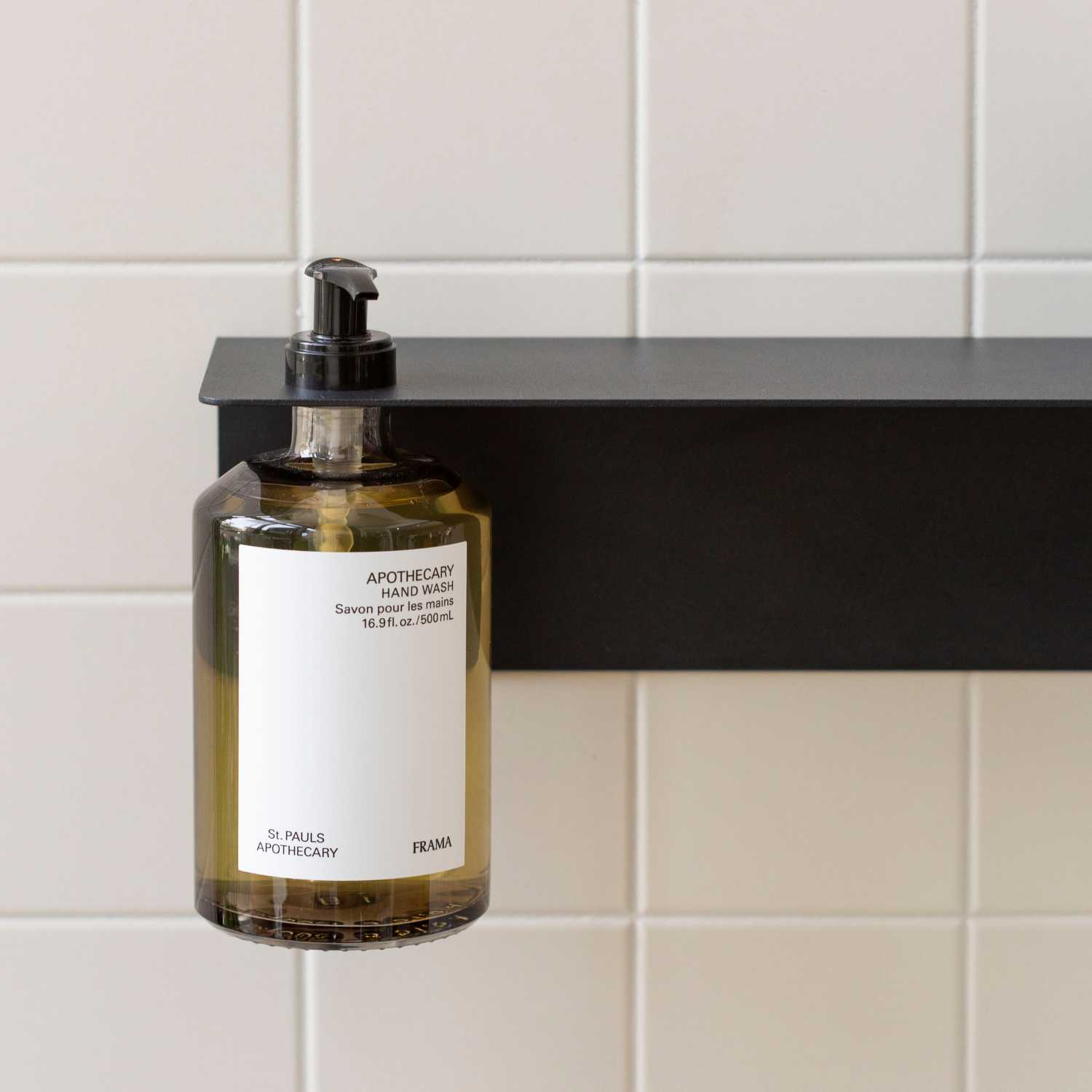 Black Wall Mounted Shelf with Single Soap Dispenser Holder - 40cm Bathroom Organizer for Small Spaces | Perfect for Showers, Vanities & Laundry Rooms