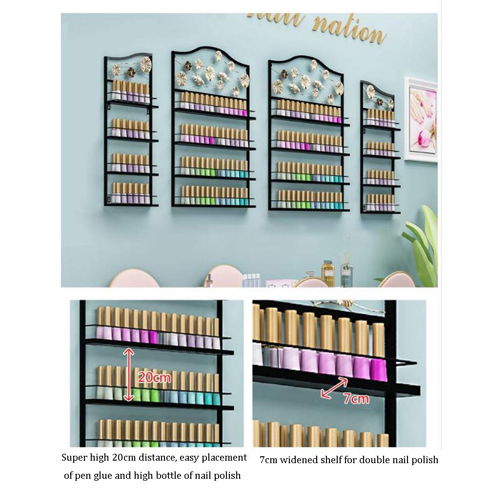 4-Tier Metal Wall Mount Nail Polish Organizer - Lipstick & Perfume Display Rack for Salon & Retail Store - Space Saving Cosmetic Storage Solution for Home, Salon and Shop Organization