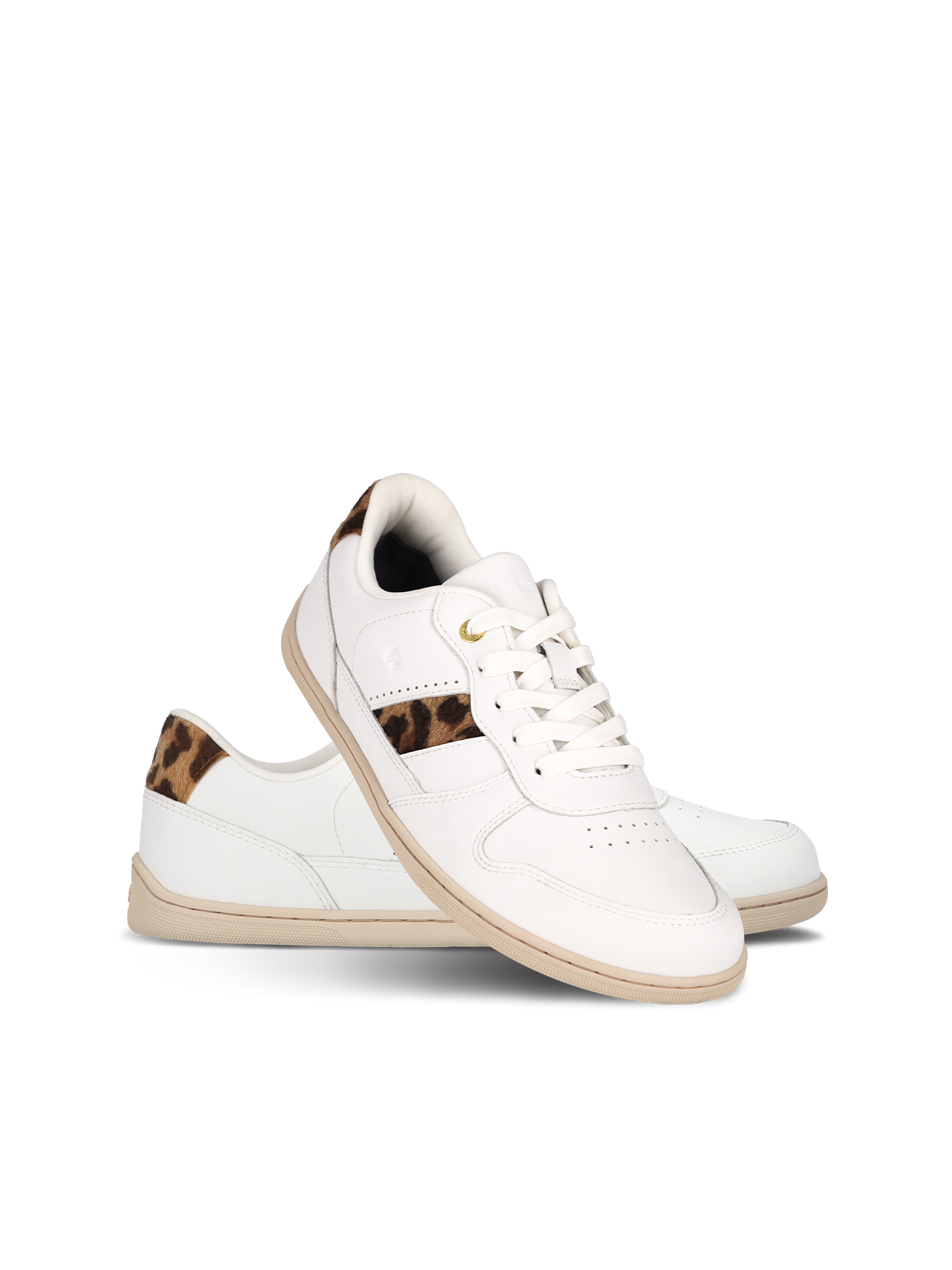 Barefoot Sneakers for Women - Be Lenka Cellestia Minimalist Shoes in White & Leopard Print | Comfortable Zero Drop Footwear for Running, Walking & Everyday Wear