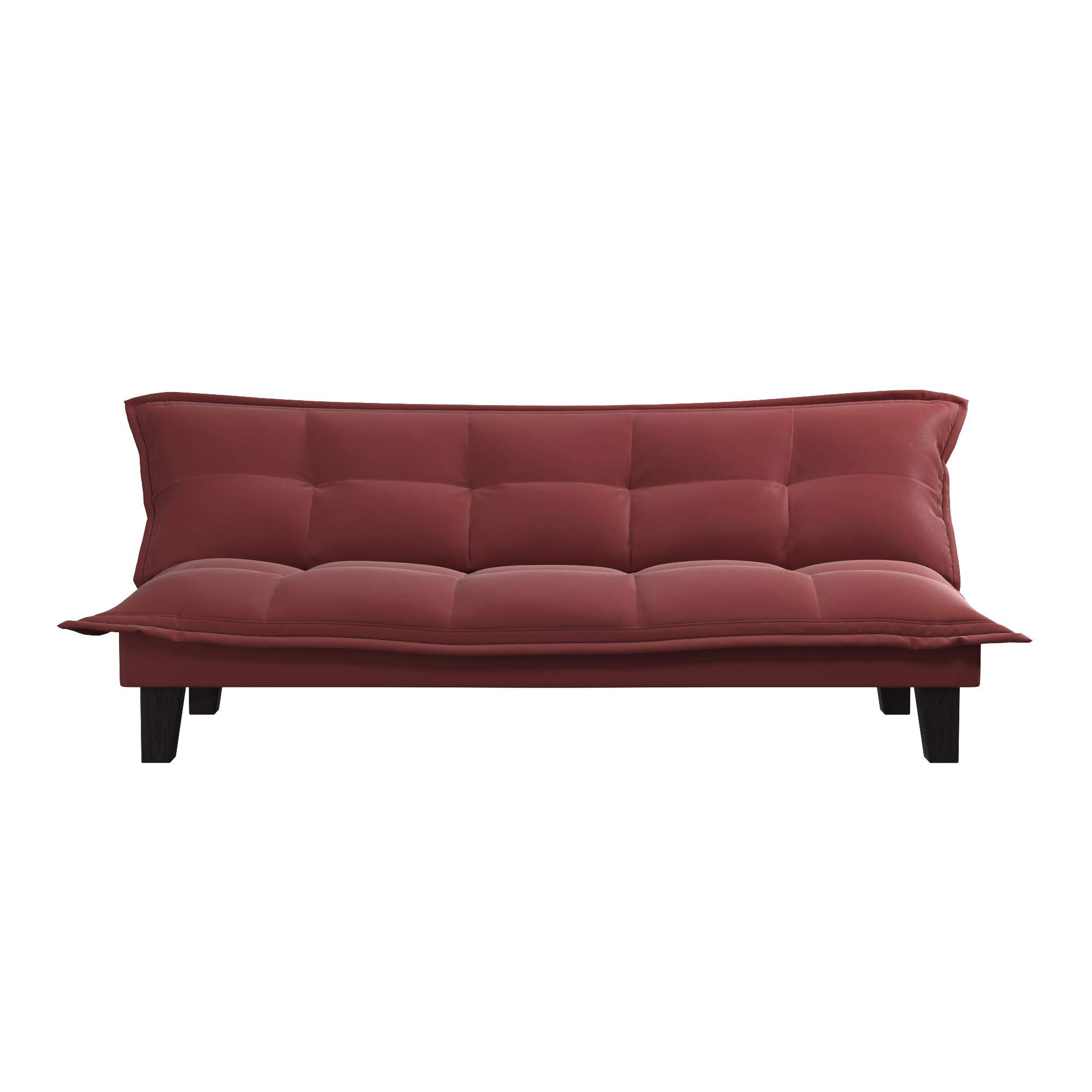 DHP Lodge Convertible Futon Couch Bed - Microfiber Upholstery with Wooden Legs, Red | Space-Saving Sleeper Sofa for Small Apartments, Guest Rooms & Dorm Living