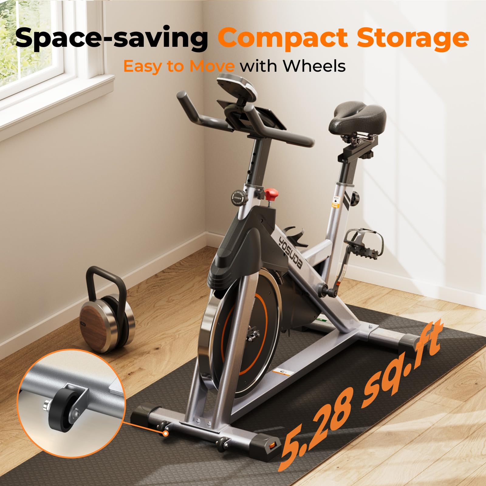YOSUDA Magnetic Resistance Indoor Cycling Bike with Tablet Holder & Comfortable Seat Cushion - Home Gym Exercise Bike for Cardio Workout & Fitness Training