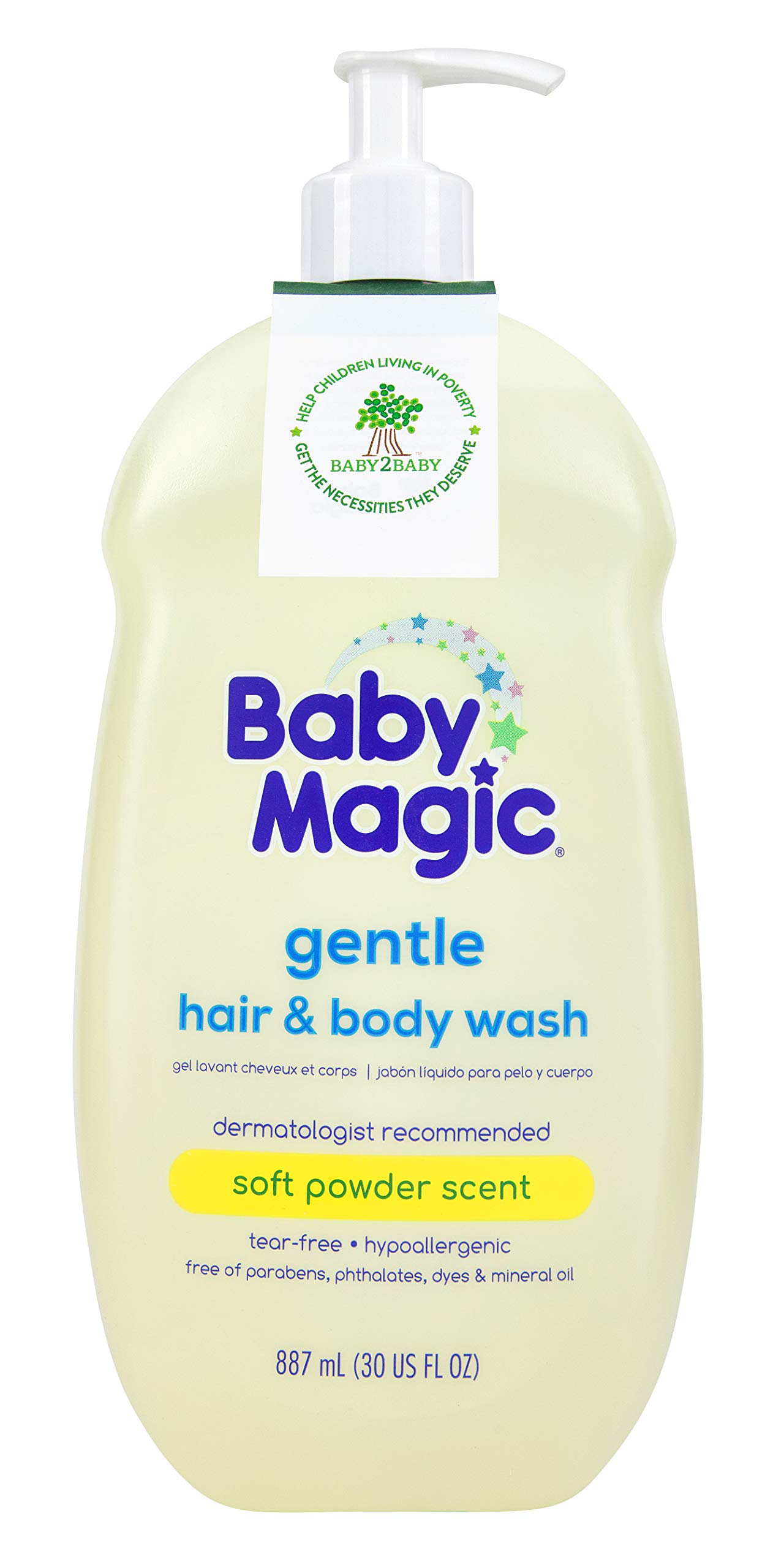 Baby Magic Gentle Hair & Body Wash with Calendula & Coconut Oil - 30 Fl Oz (Pack of 4) | Soft Powder Scent | Tear-Free & Nourishing Formula for Newborns & Toddlers | Perfect for Bath Time & Sensitive Skin Care