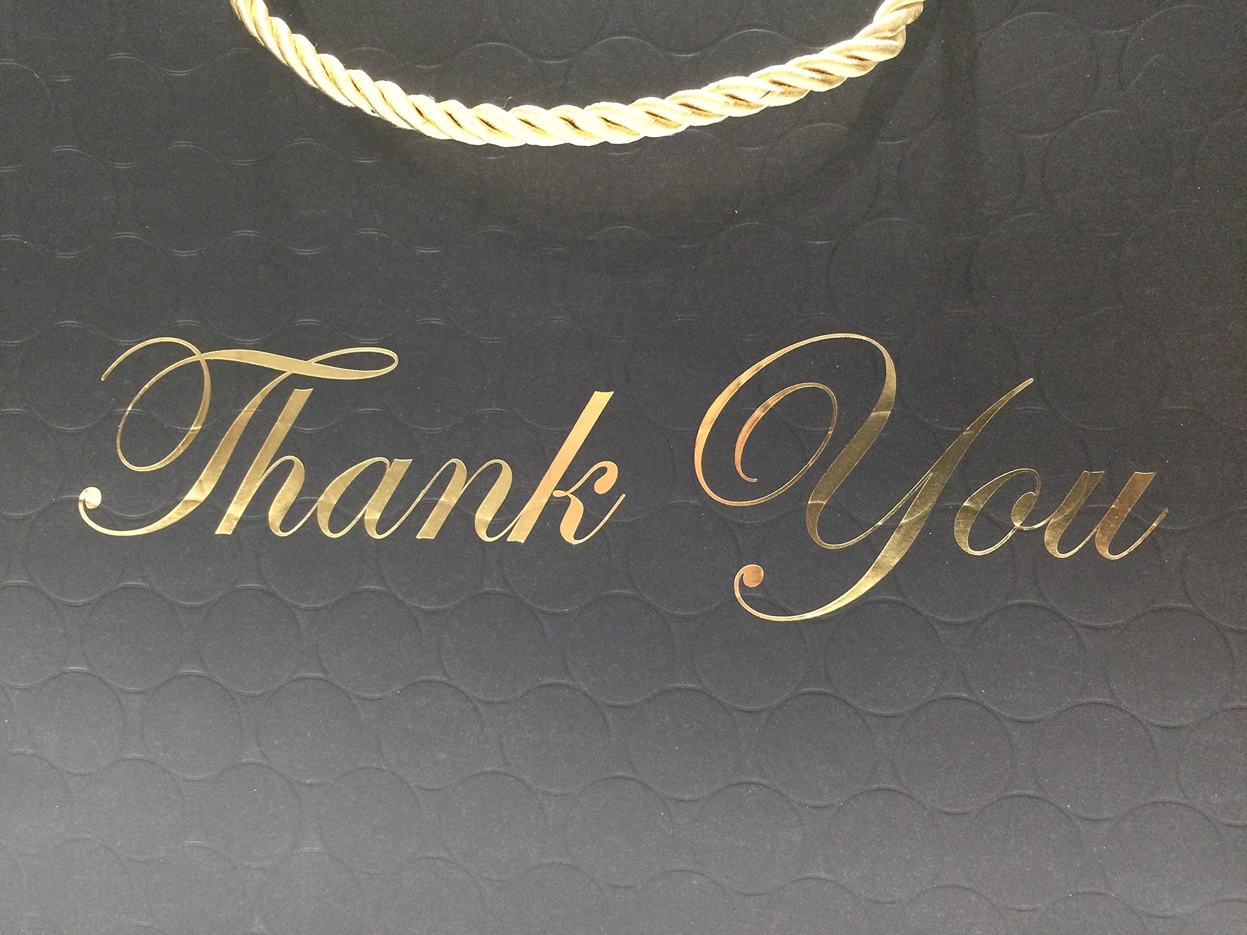 Bulk 120 Pack MODEENI Large Thank You Gift Bags - 13x5x10 Inches Black Paper Shopping Bags with Handles - Perfect for Small Business, Retail, Party Favors & Wedding Favors