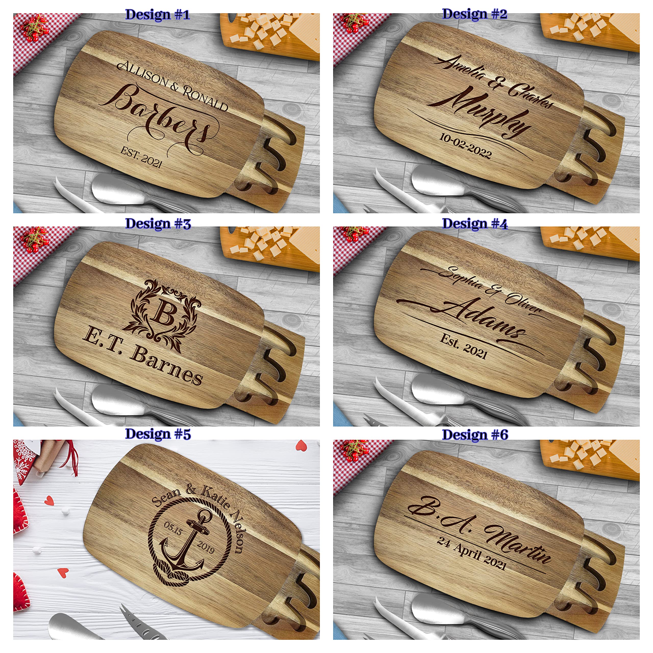 Personalized Monogrammed Charcuterie Board Set with Cheese Knives - Perfect Wedding, Engagement & Anniversary Gift for Couples - Great for Date Nights, Housewarmings & Dinner Parties