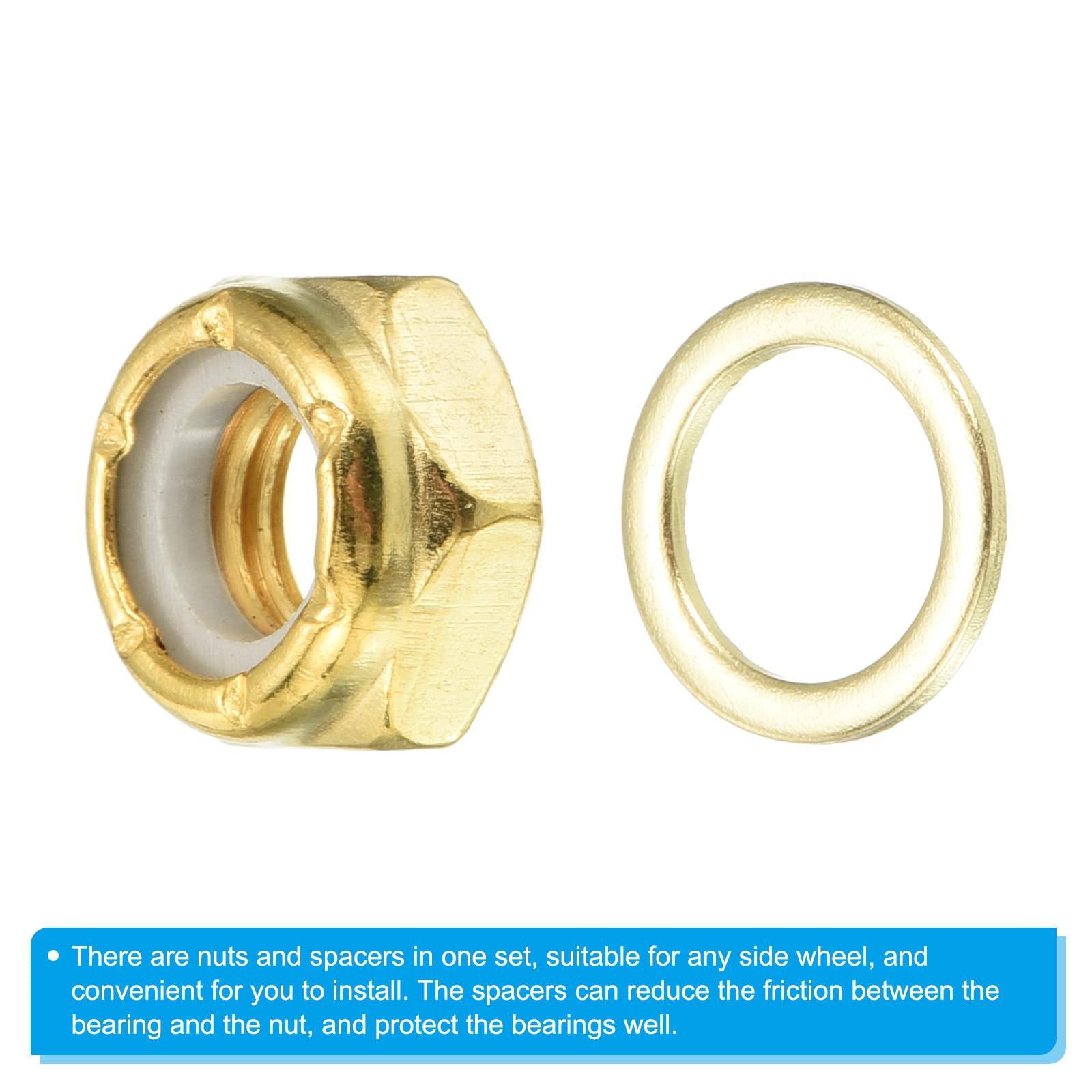 PATIKIL Skateboard Lock Nuts Set - 8PCS Skateboard Truck Axle Washers & Spacer Hardware Repair Kit for Longboard, Cruiser, Street Skateboards - Durable Replacement Parts for Skateboard Maintenance & Upgrades