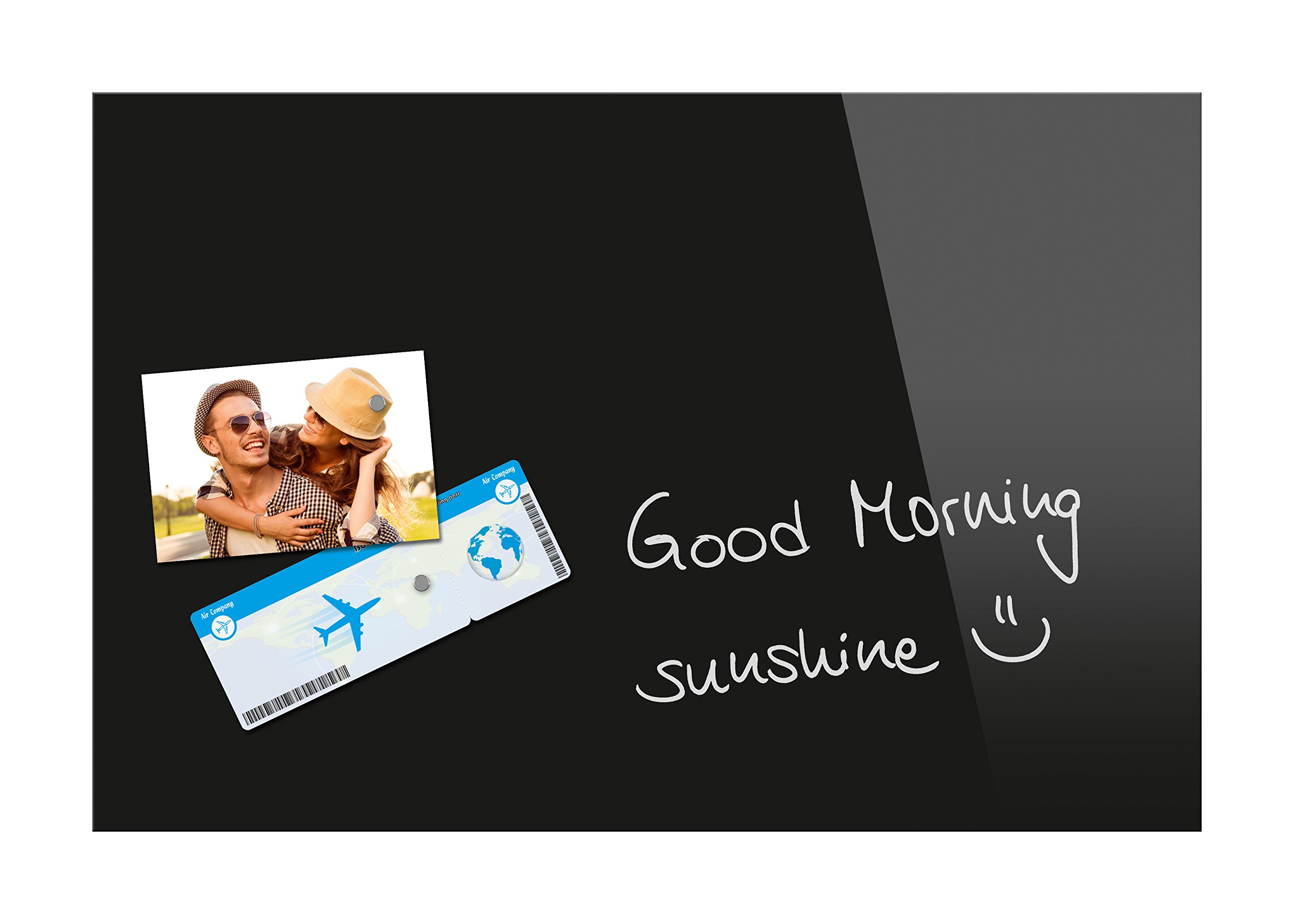 B1201 Magnetic Glass Whiteboard - 60 x 40 cm Black Dry Erase Board for Office, Classroom & Home Use - Premium Glass Surface for Smooth Writing & Easy Cleaning