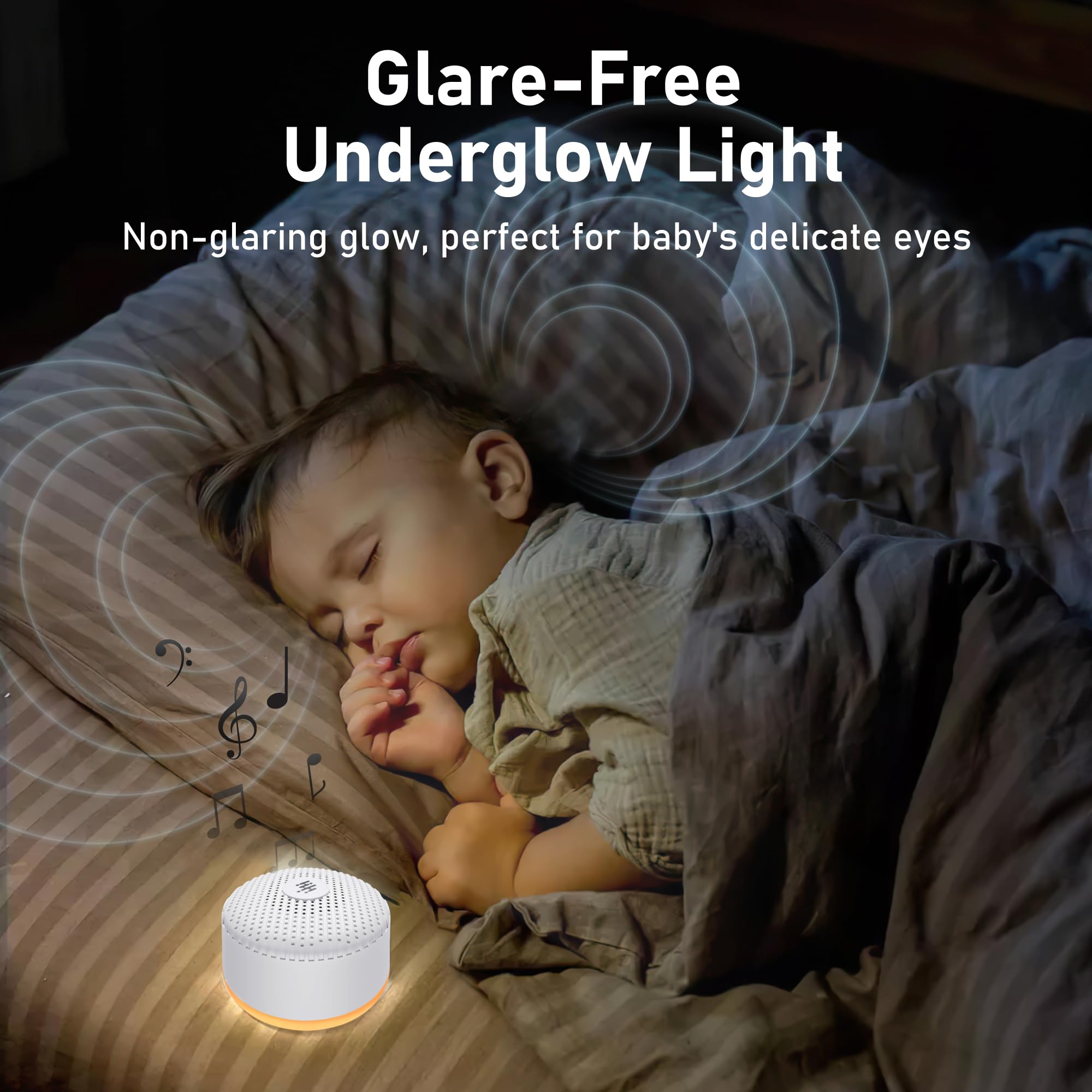 Portable White Noise Machine with Night Light - 12 Soothing Sounds for Babies & Adults, Rechargeable, Memory Function & Timer - Sleep Aid for Nursery, Bedroom, Travel & Office Use - Compact & Lightweight (White)