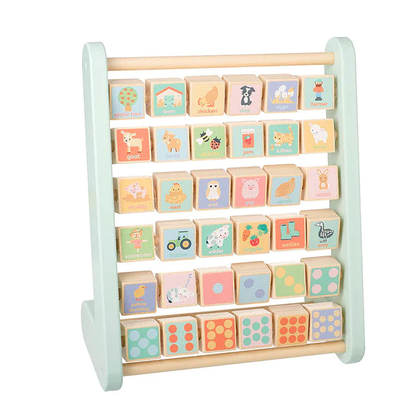 Farm Animal Alphabet Abacus - Wooden Educational Counting Toy for Kids - Perfect for Preschool Learning, Math Skills & Animal Recognition - Ideal for Homeschooling & Montessori Classrooms