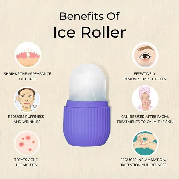SATSUN ENTERPRISE Face Ice Roller - Reusable Silicone Facial Massager for Glowing Skin, Tightening & Brightening, Reduces Puffiness & Dark Circles - Cooling Therapy for Morning Routine & Post-Workout Recovery (Blue, 1 Piece)