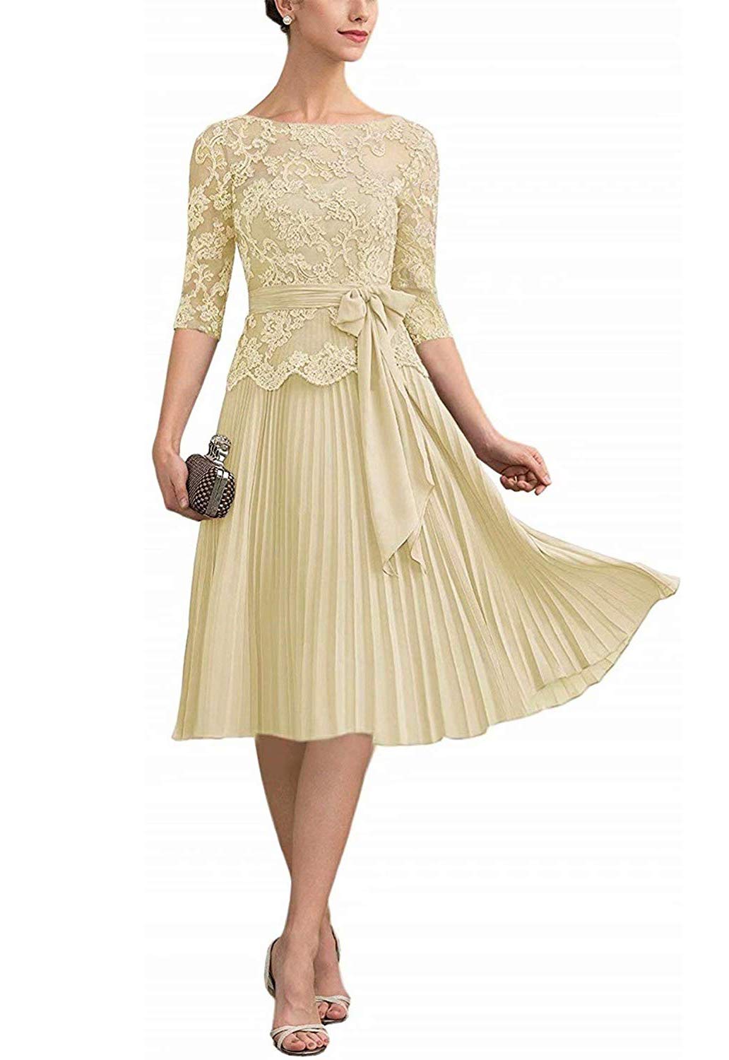 Elegant Short Sleeve Lace Applique Mother of The Bride Dress - Perfect for Weddings, Proms & Special Occasions