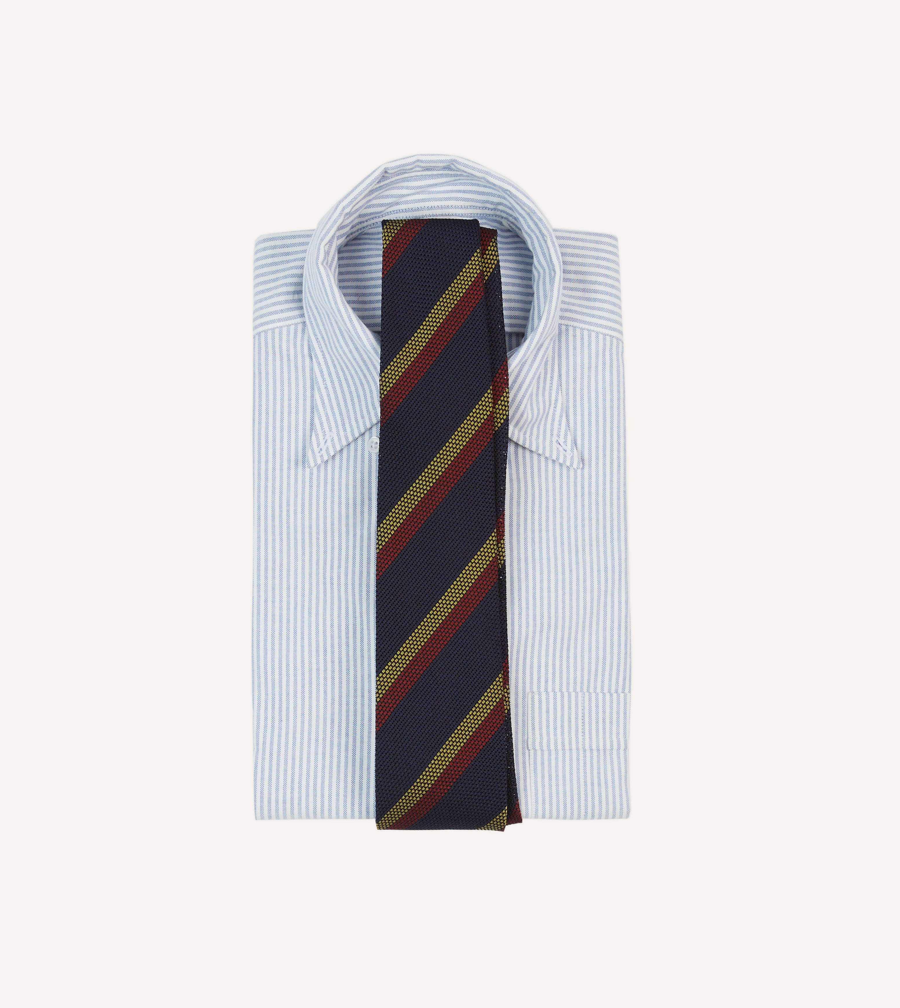 Premium Navy, Red & Gold Double Stripe Hand-Rolled Silk Grenadine Necktie - Elegant Formal Wear for Weddings, Business Meetings & Special Occasions