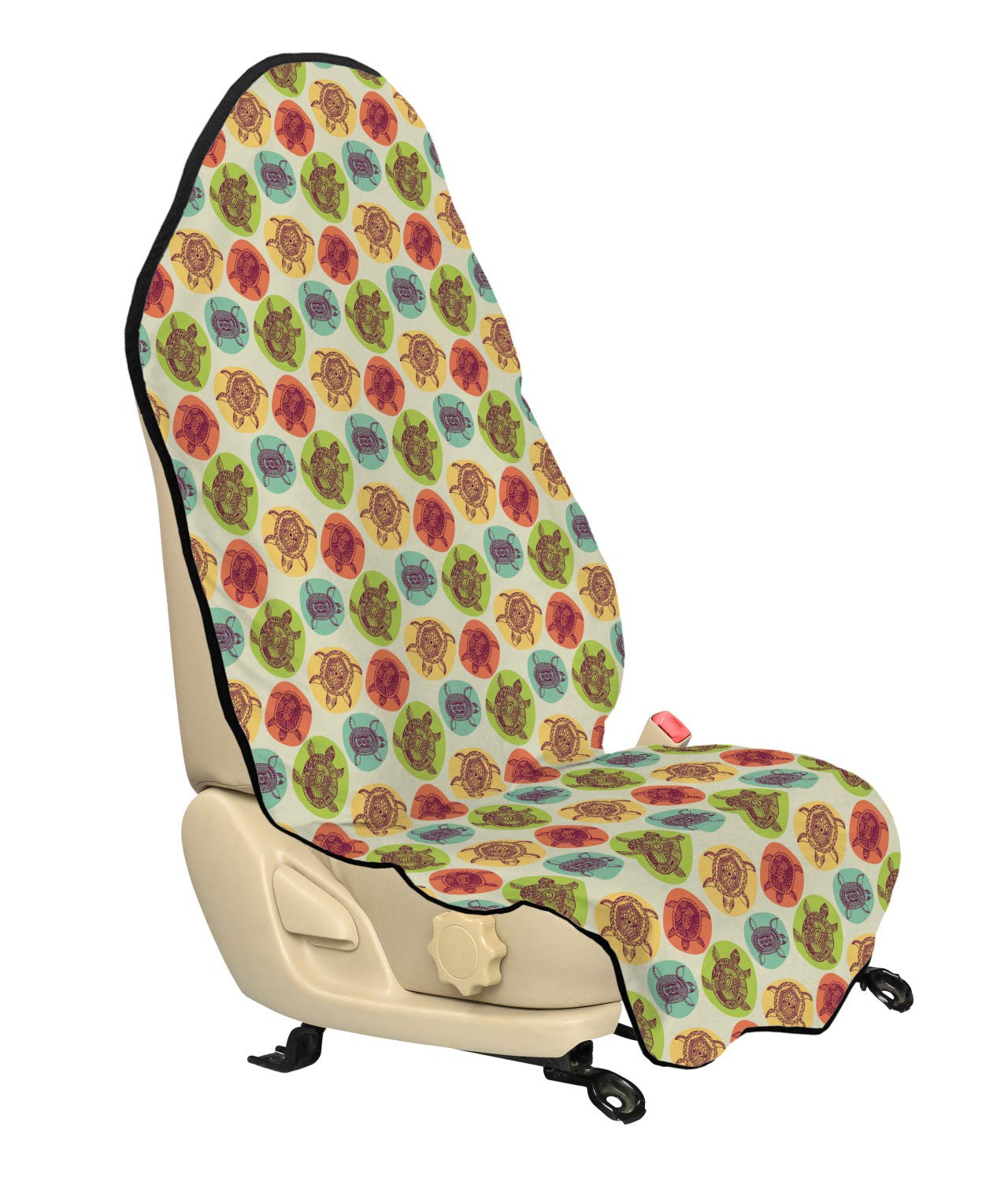 Ambesonne Turtle Car Seat Hoodie - Aquatic Tortoise Animal Print Pastel Color Blots, Non-Slip Universal Fit Car Seat Cover Protector (30