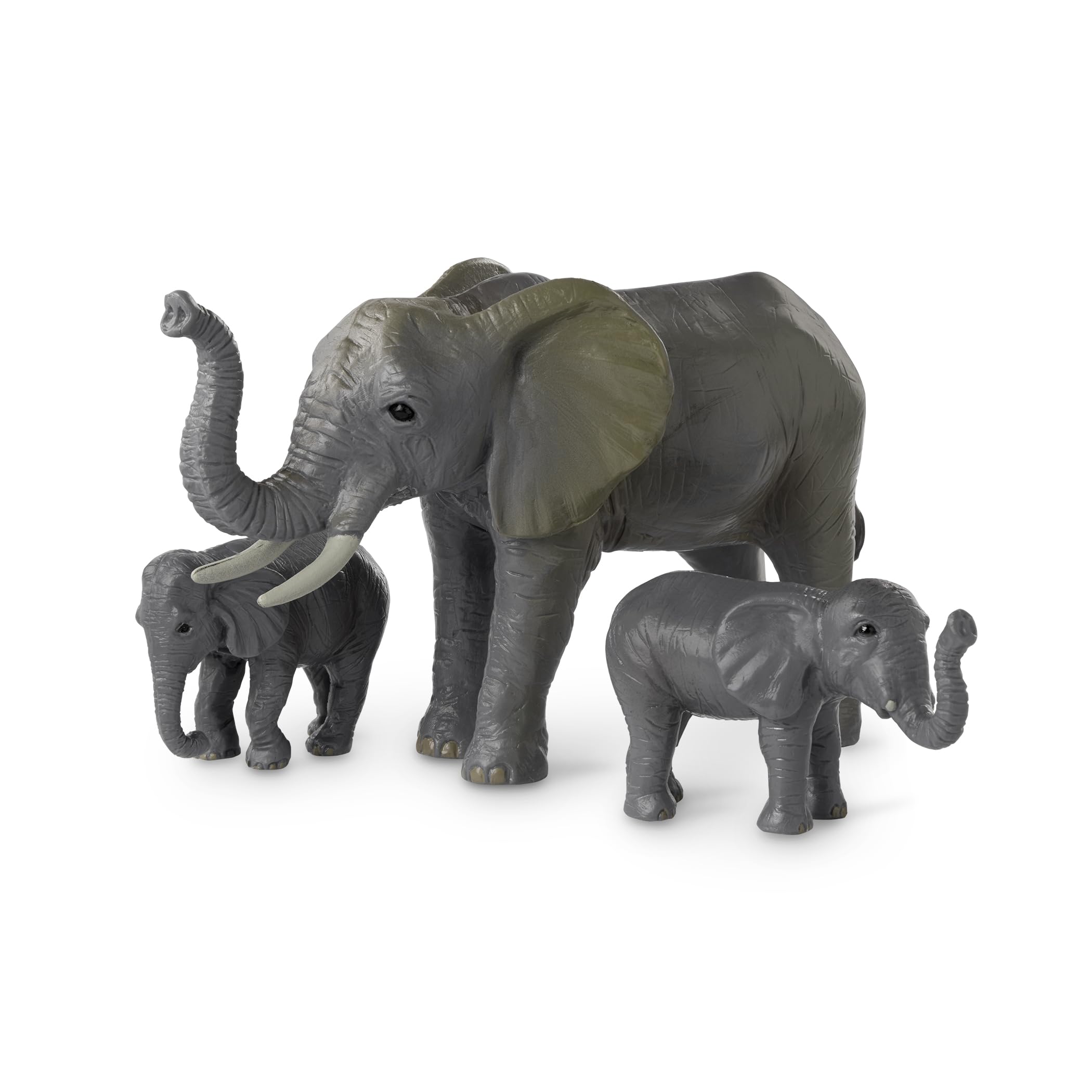 Battat Terra 4-Piece African Elephant Family Toy Set – Realistic Plastic Safari Animal Figures for Kids Ages 3+ – Perfect for Playtime, Educational Gifts & Baby Shower Decorations