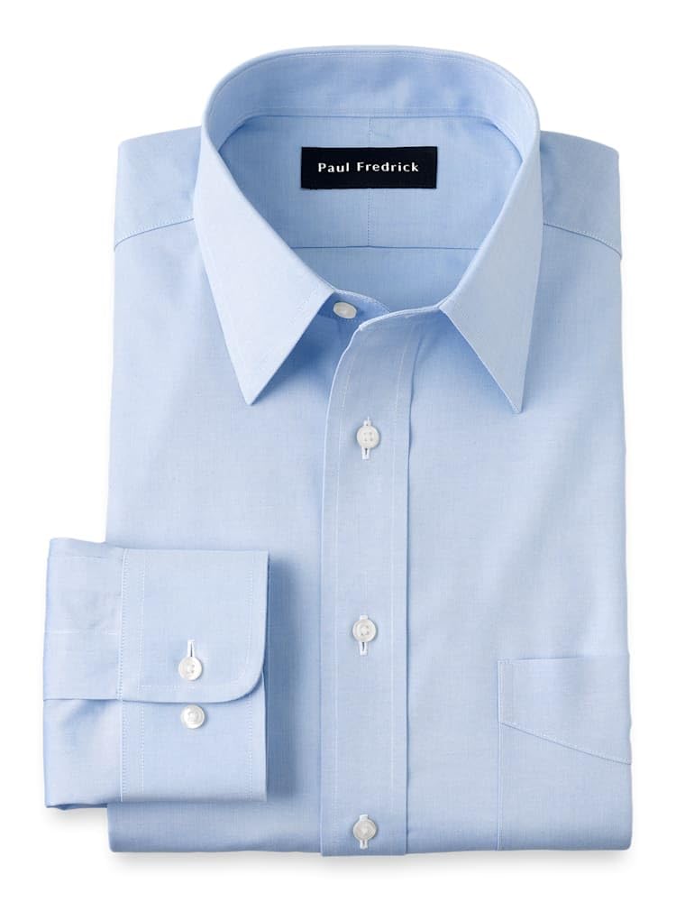 Paul Fredrick Men's Tailored Fit Non-Iron Pinpoint Cotton Dress Shirt - Premium Business & Formal Wear for Office, Interviews & Special Occasions