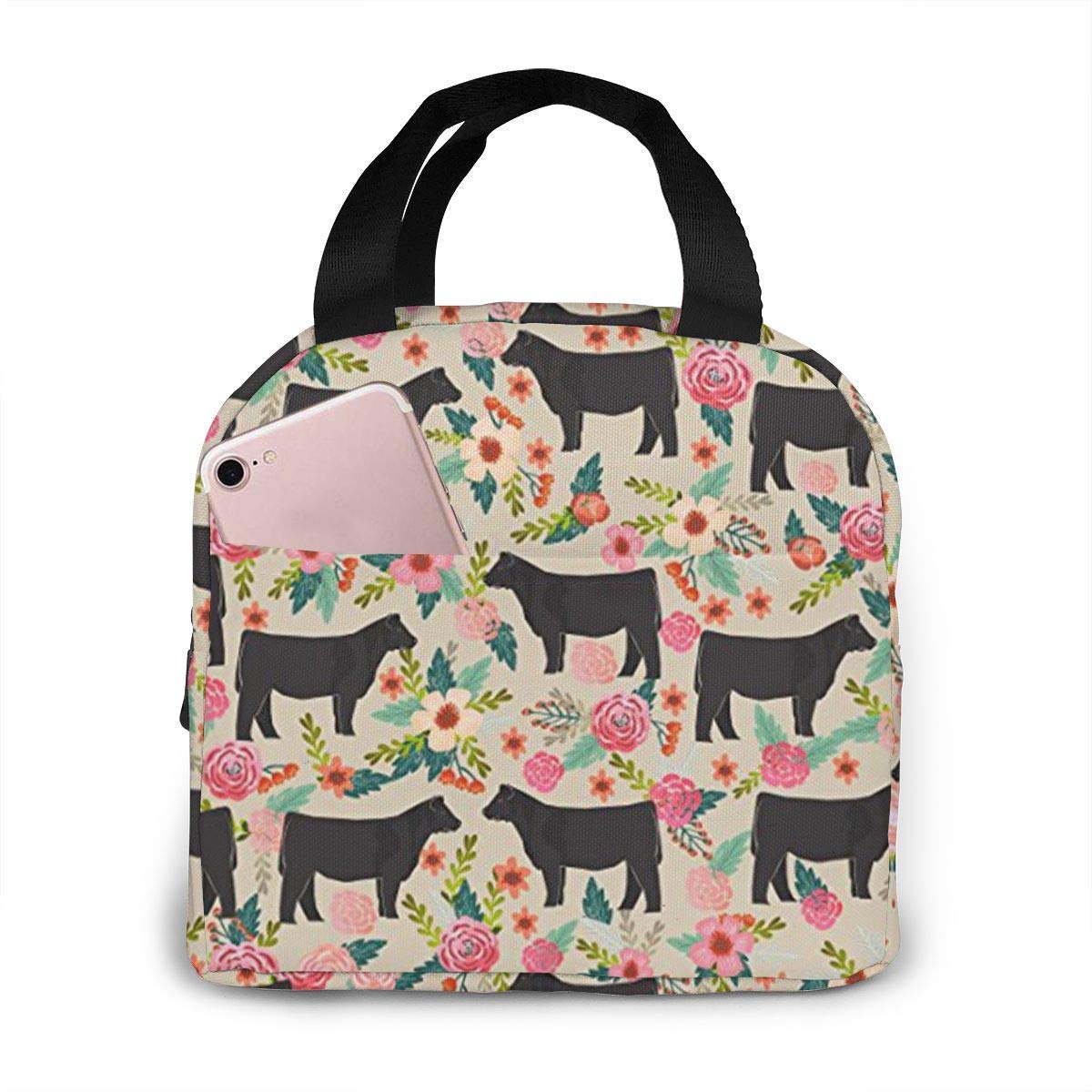 Insulated Lunch Bag for Women & Men - Cows Farm Barn Floral Design, Thermal Reusable Tote for Picnic, Beach, School & Work | Perfect for Outdoor Activities, Commuting & Daily Use