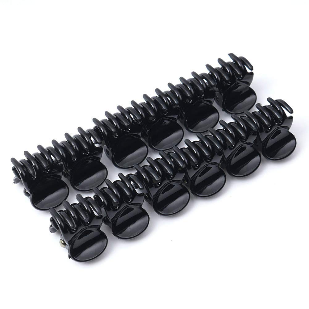XZEN 12-Pack Small Claw Hair Clips for Women & Girls - Mini Plastic No-Slip Hair Grips for Bangs & Styling (Black) | Perfect for School, Work, Gym & Everyday Hairstyles