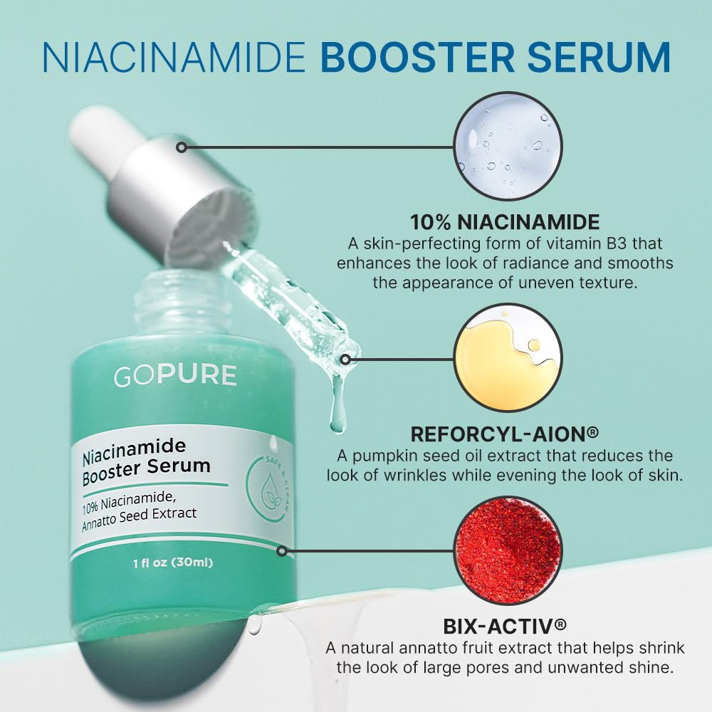 GOPURE Barrier Booster Serum Set - 3-in-1 Brightening, Hydrating & Skin Refining Serums with Vitamin C, Hyaluronic Acid & Niacinamide for Youthful Glow | Perfect for Daily Skincare Routine & Anti-Aging Treatment