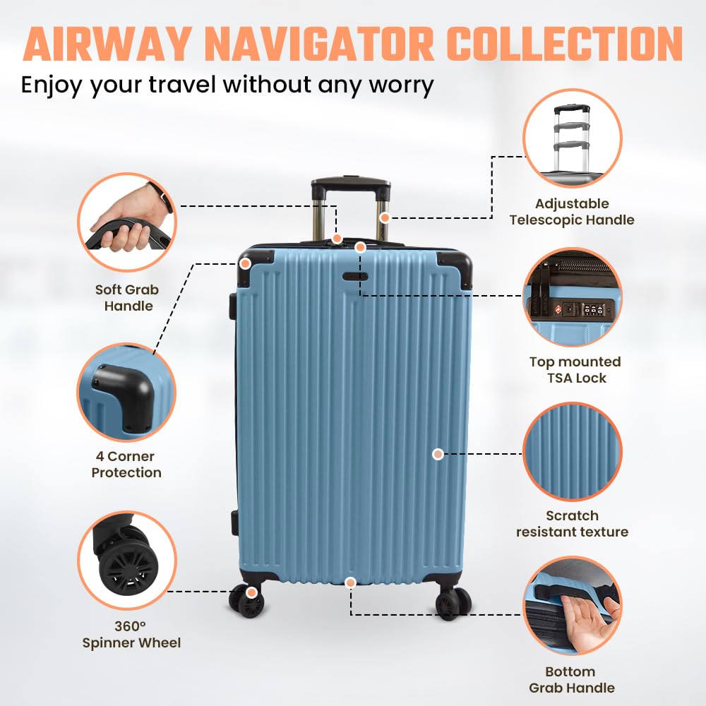 Airway 3-Piece Lightweight Hardshell Expandable Luggage Set with TSA Lock & Spinner Wheels (30