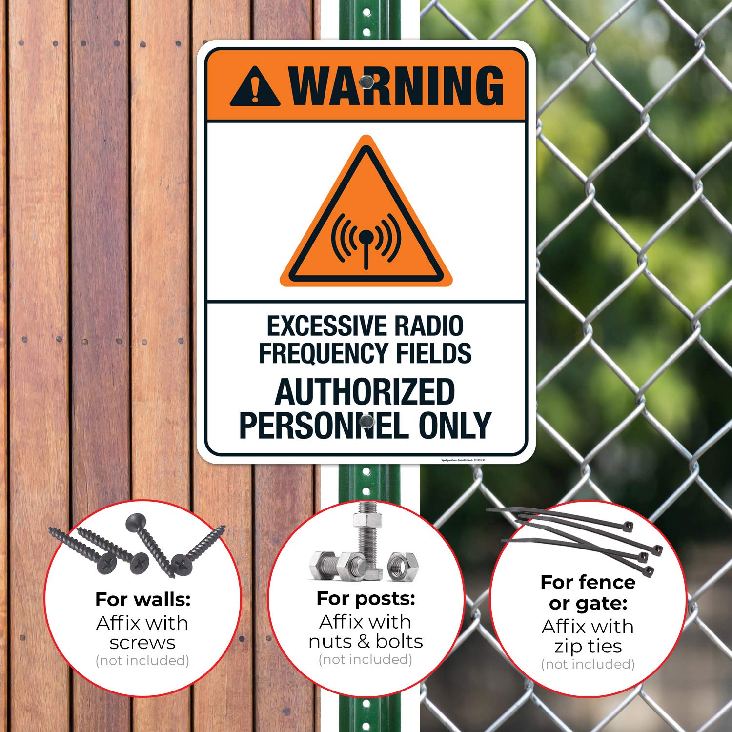 ANSI Warning Sign - Excessive Radio Frequency Fields Authorized Personnel Only - 24x30 Inches Rust Free .063 Aluminum Sign - Fade Resistant for Indoor/Outdoor Use - Made in USA - Perfect for Industrial Facilities, Laboratories & Restricted Areas