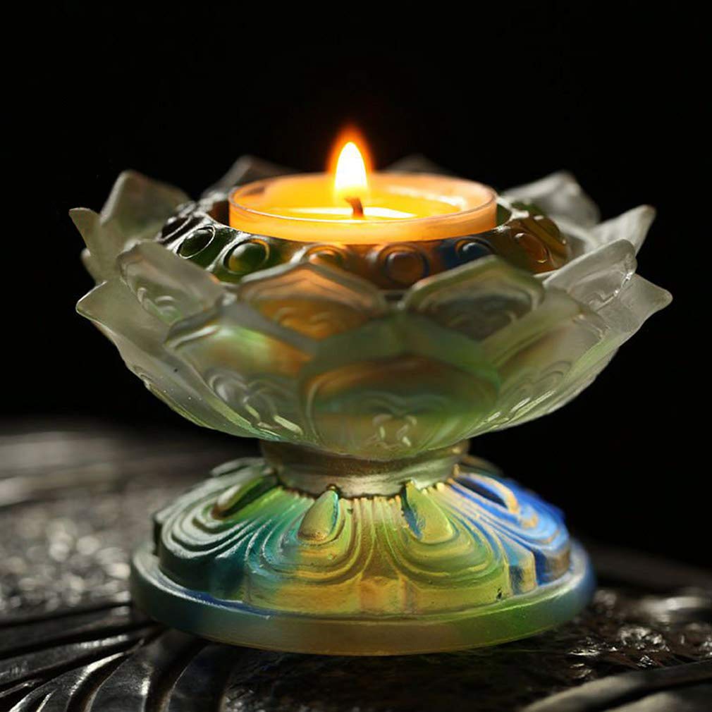Elegant Crystal Glass Lotus Candle Holder - Zen Buddhist Altar Decor, Romantic Wedding Centerpiece & Christmas Gift for Home, Windowsill, Party Lighting