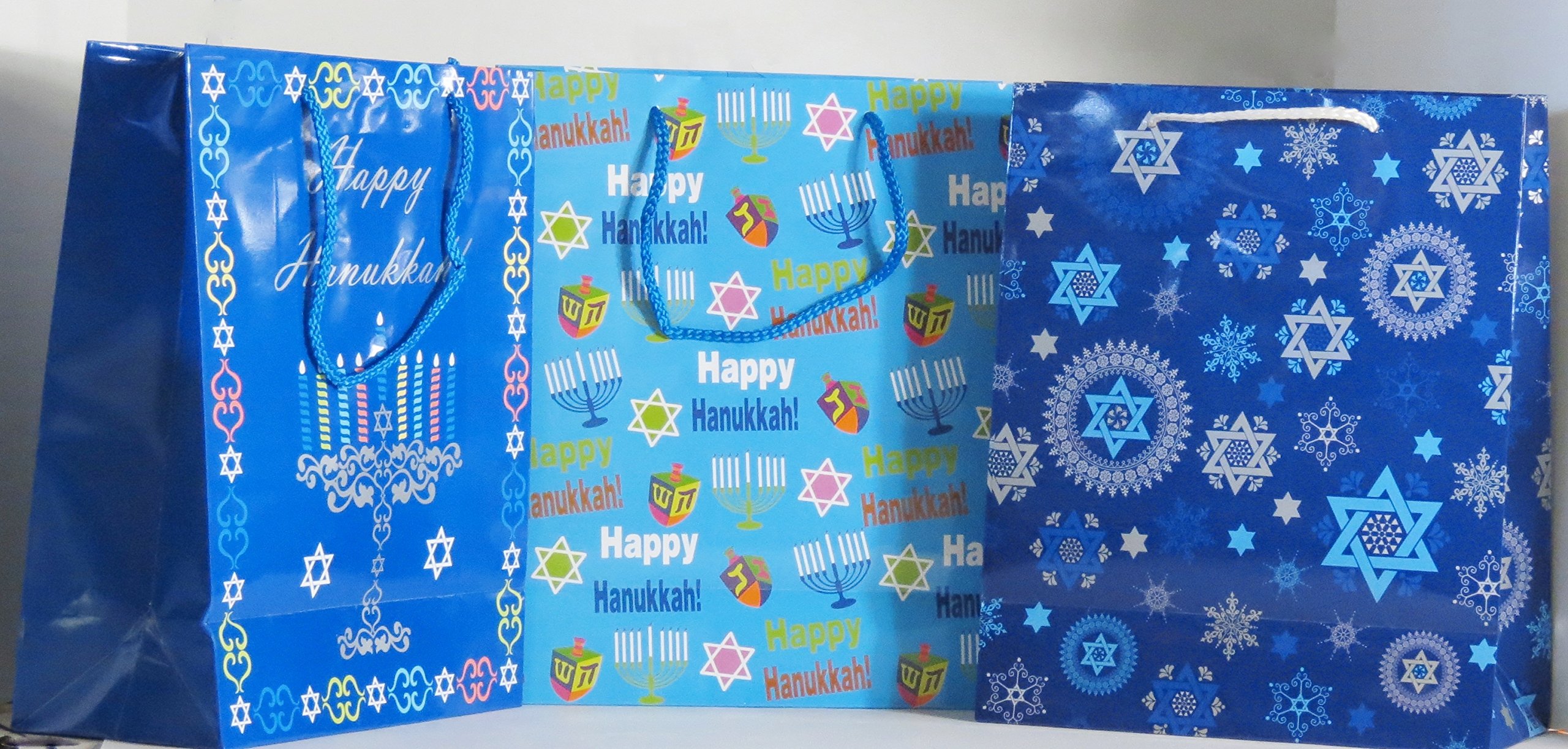 Hanukkah Gift Bags 6 Pack - Large Premium Holiday Party Favor Bags for Hanukkah Celebrations, Jewish Holidays, and Festive Gatherings