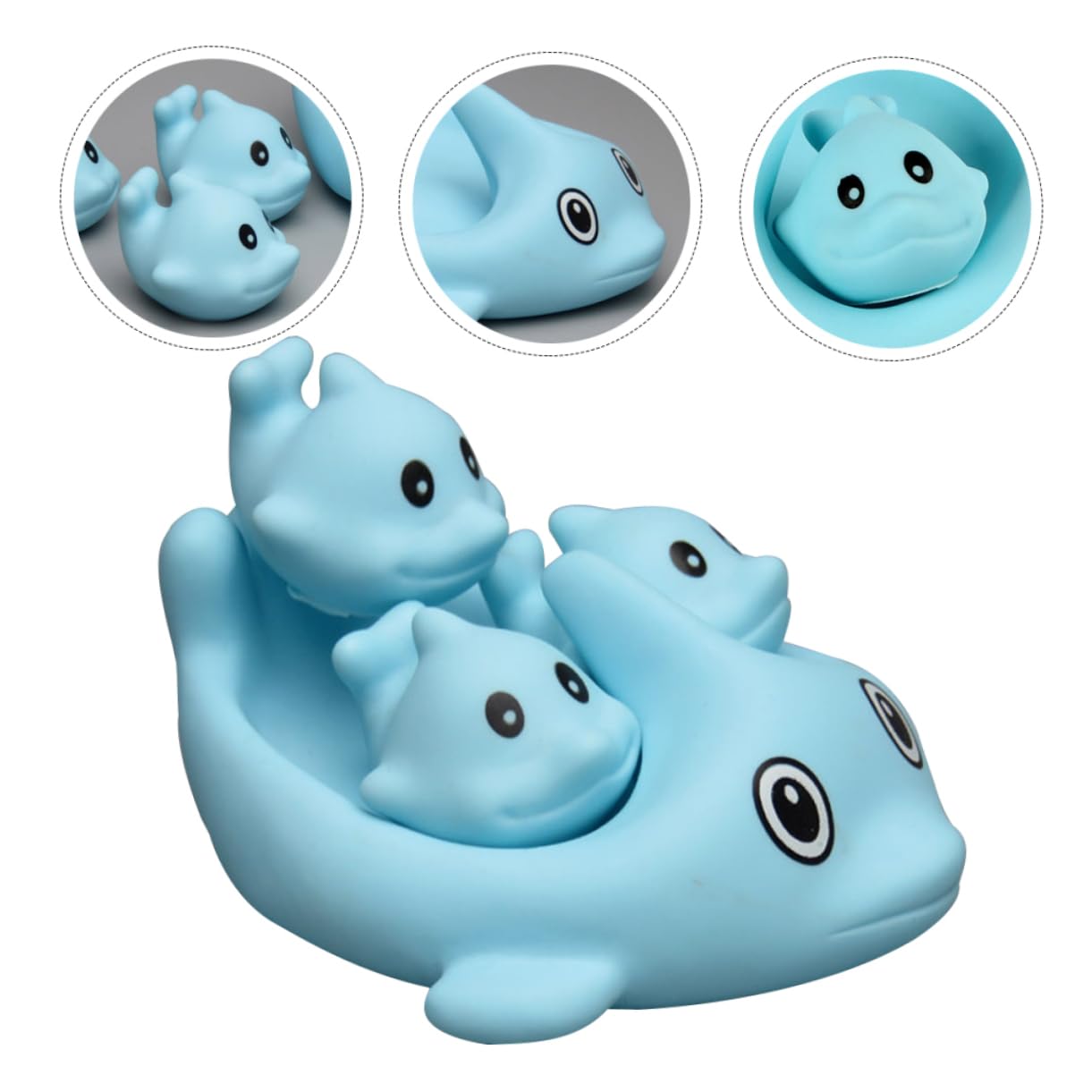 HEMOTON 4-Pack Sky Blue Vinyl Fishing Bath Toys for Kids - Fun Shower & Bathtub Playtime for Toddlers & Children