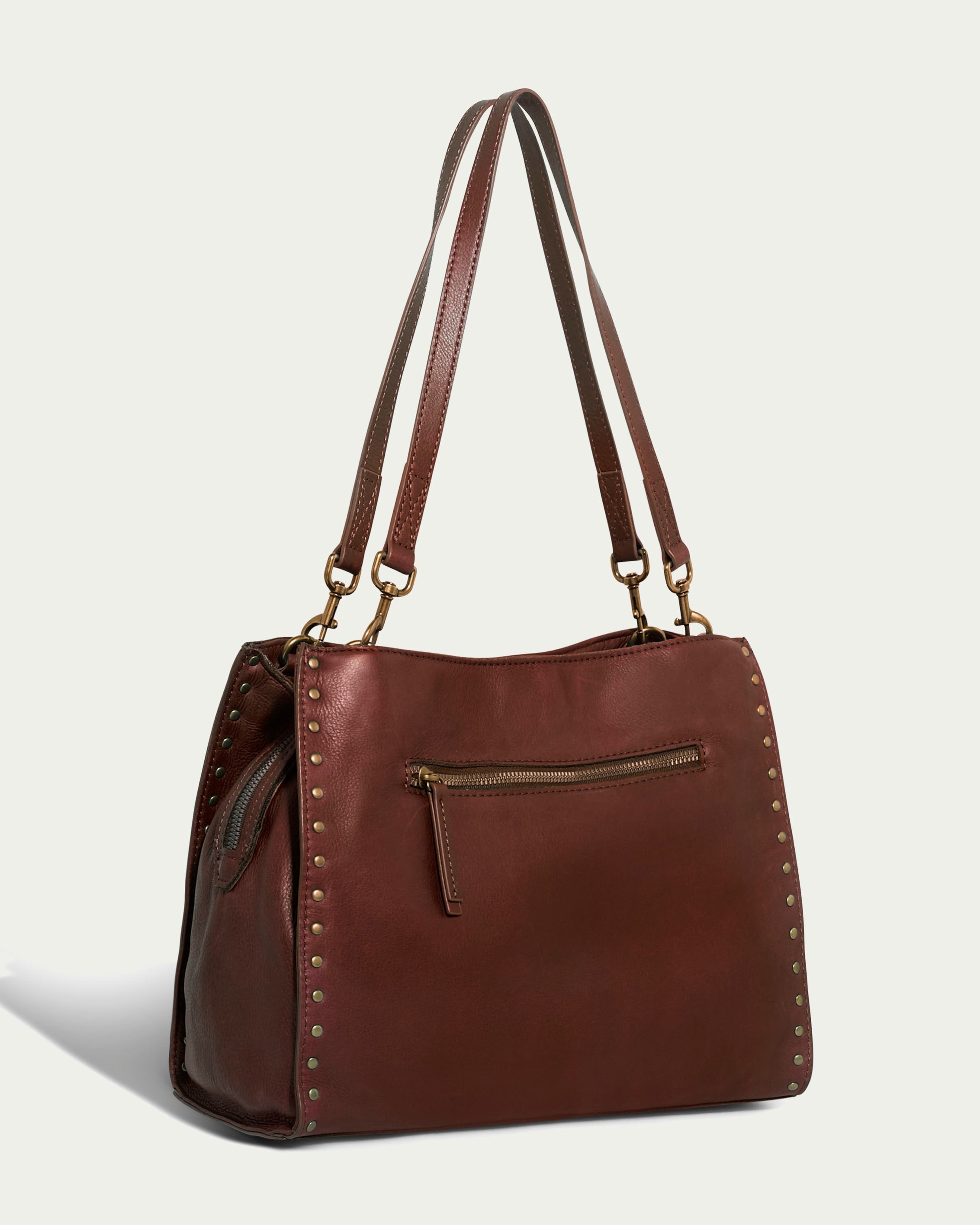Lenox Studded Triple Entry Satchel - Stylish Leather Handbag for Women | Perfect for Work, Travel & Everyday Use
