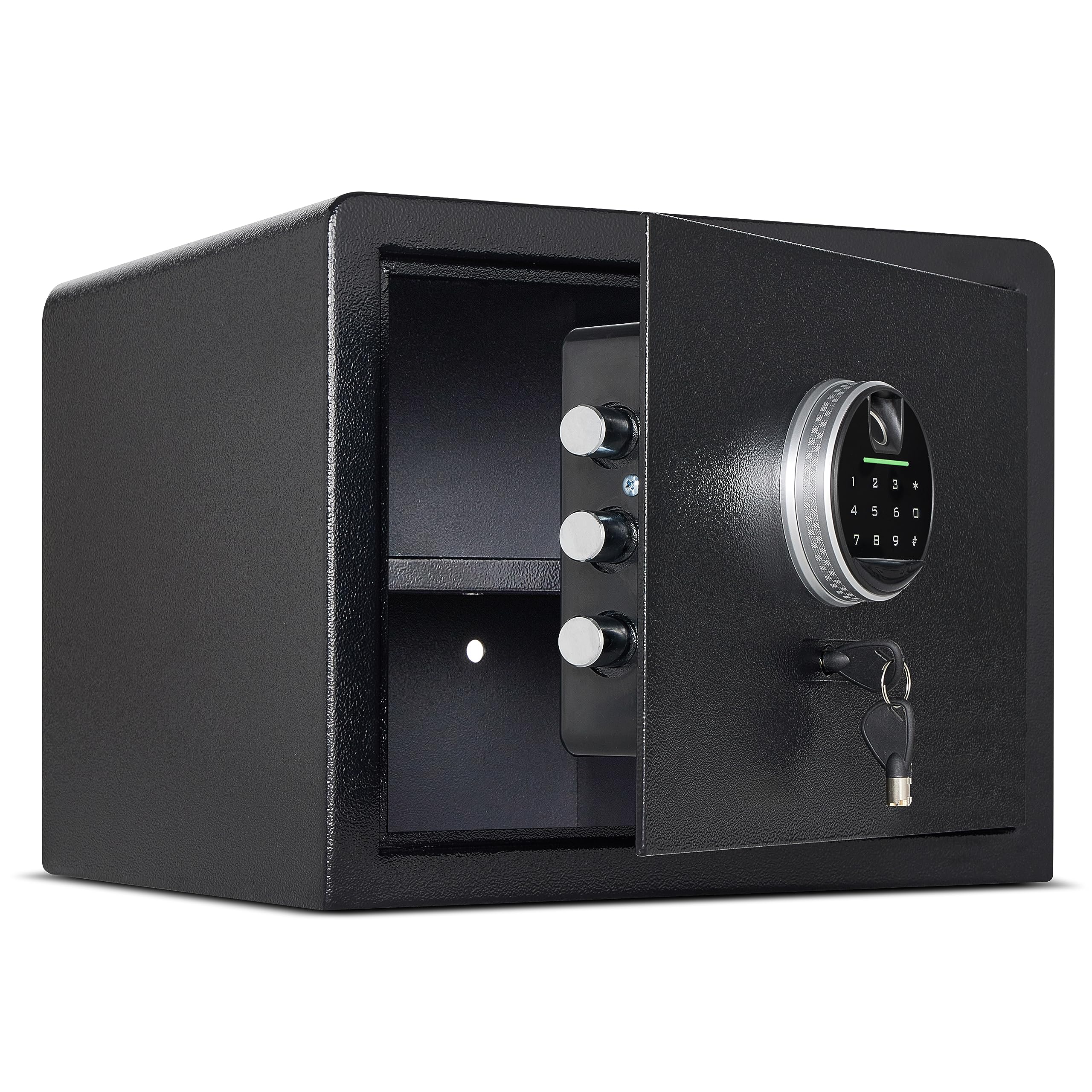 Biometric Digital Security Home Safe Box - Fingerprint Safe for Personal Use, 1.2 Cubic Feet Small Safe for Cash, Jewelry, Valuables & Gun Storage | Perfect for Bedroom, Office & Travel Security (No Fireproof Bag)