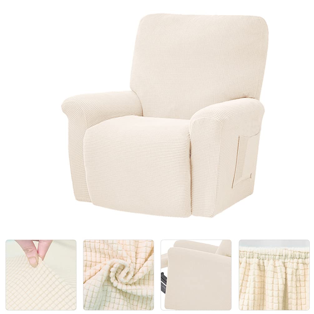 Beavorty Universal Elastic Chair Cover - 1PC White Polyester Sofa Protector for Recliner, Massage Chair & Bed - Soft Stretchable Furniture Slipcover for Home, Office & Salon Use