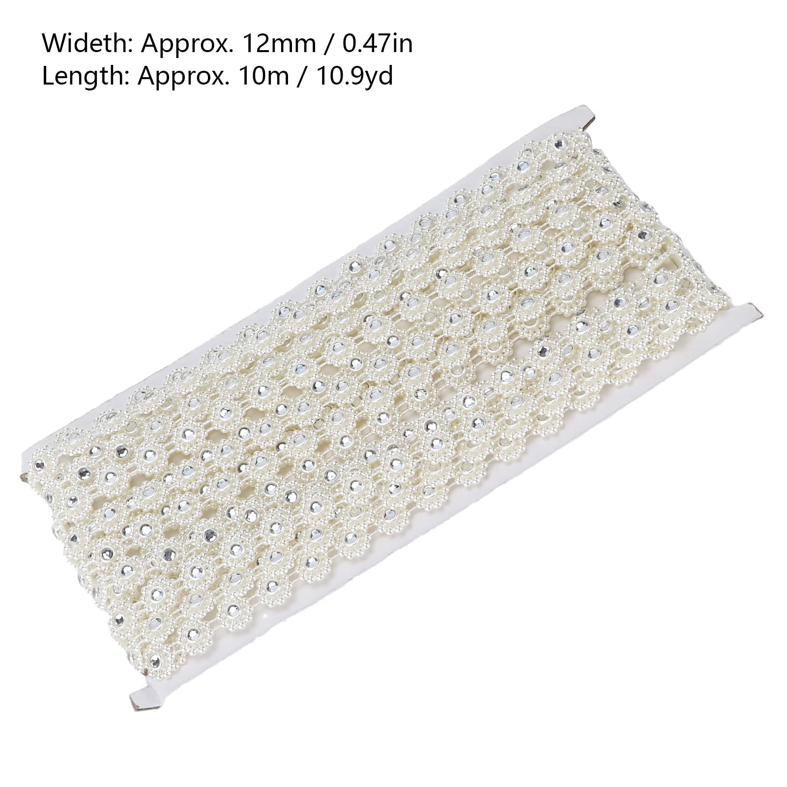 Elegant Off-White Pearl & Rhinestone Applique - Handmade Craft Embellishment for DIY, Wedding Decor, Gift Wrapping & Fashion Accessories