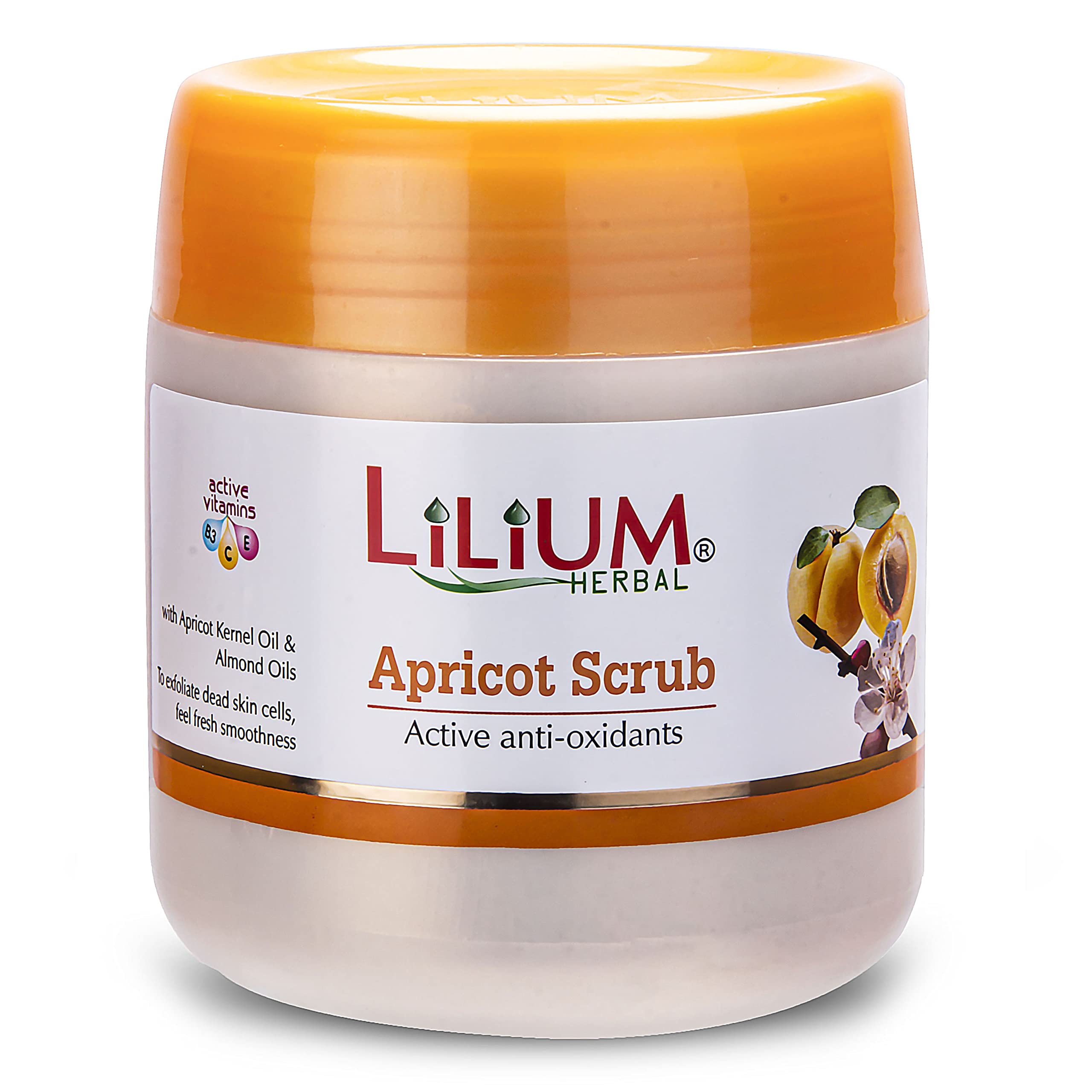 Lilium Apricot Face Scrub with Apricot Kernel Oil & Almond Oil - 500ml Antioxidant Exfoliator for Glowing Skin - Perfect for Daily Skincare Routine & Acne Treatment