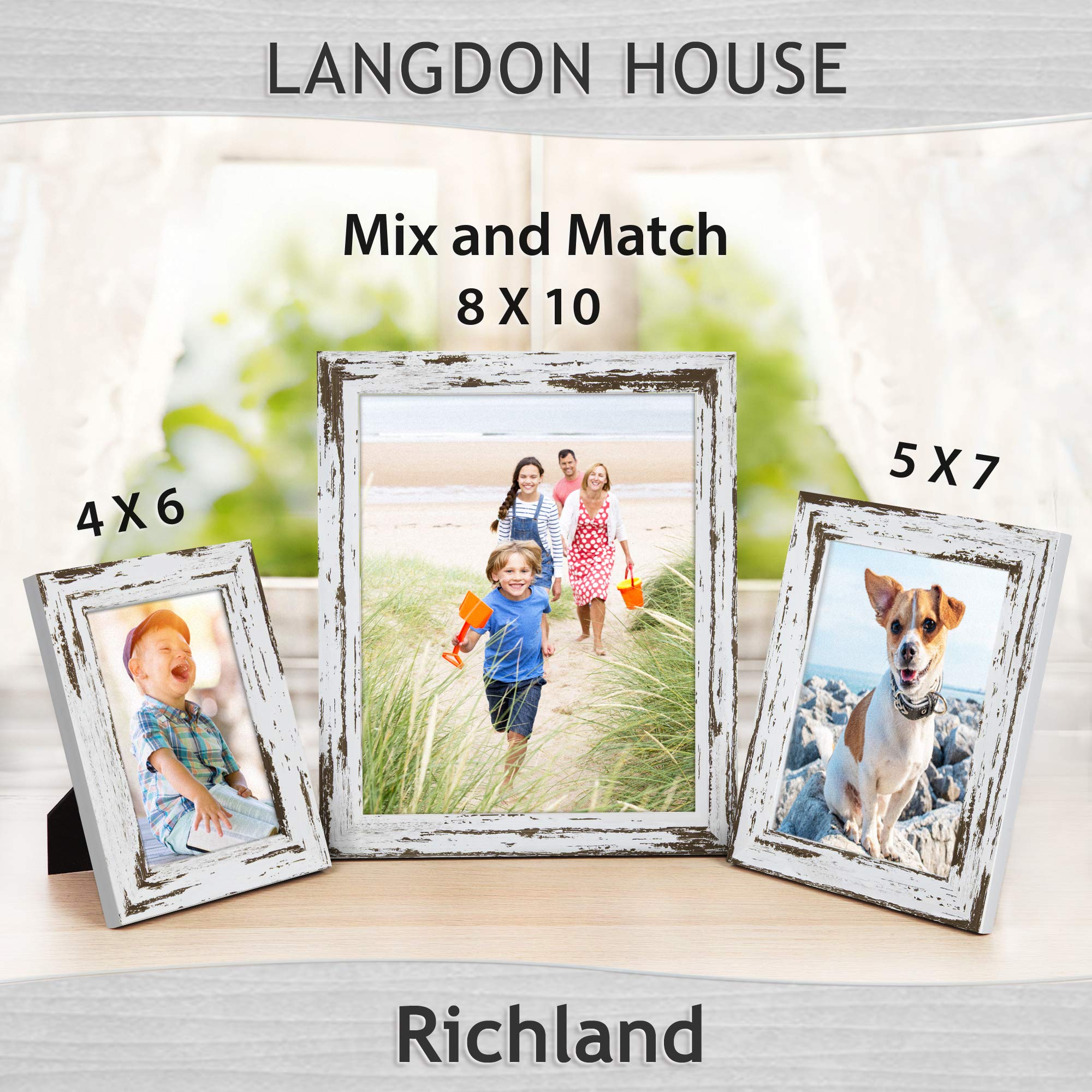 Langdon House 4x6 Picture Frames - Distressed White Farmhouse Style Photo Frames (3 Pack) - Perfect for Wall Gallery, Home Decor & Rustic Wedding Displays