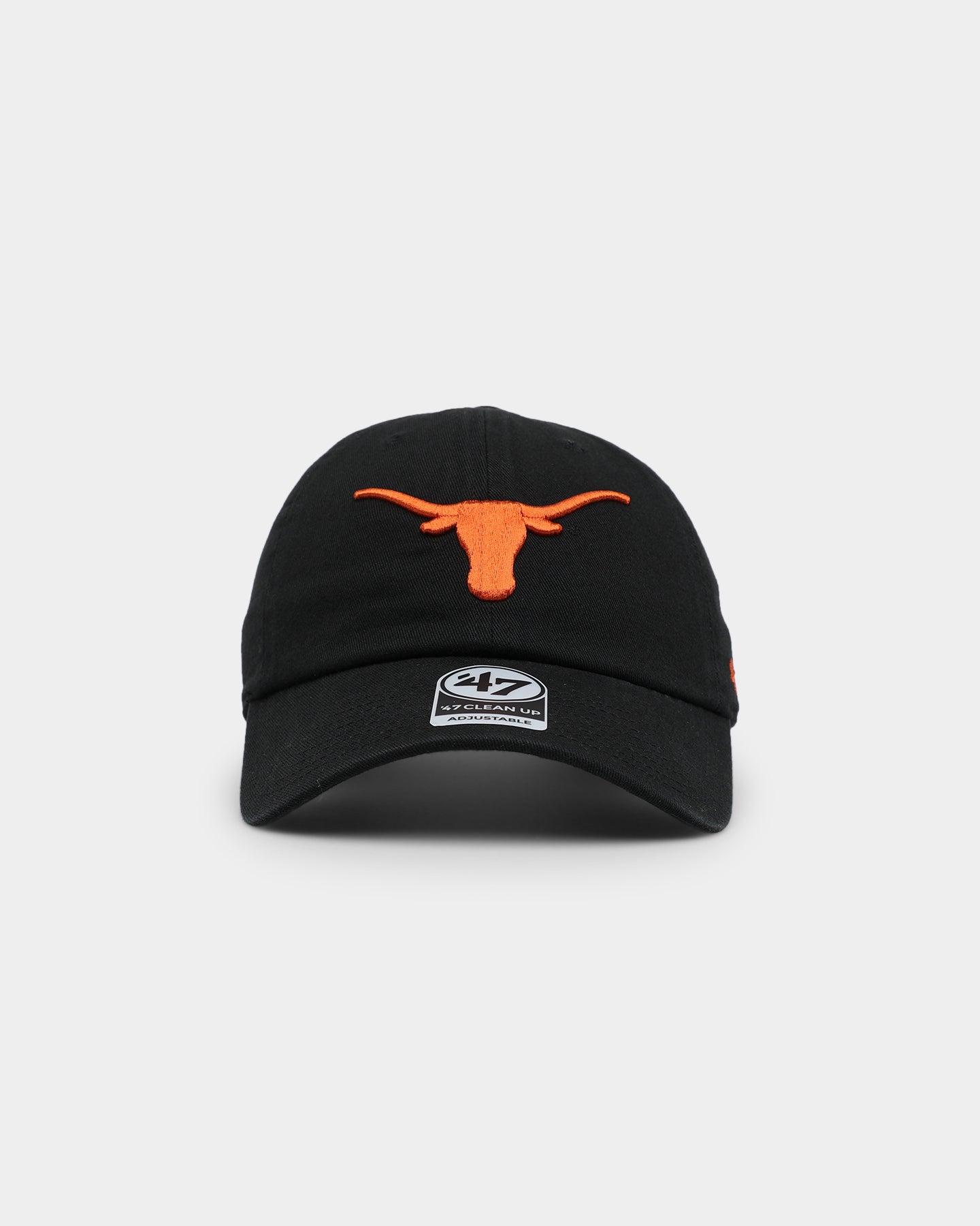47 Brand Texas Longhorns '47 Clean Up Adjustable Strapback Hat - Black NCAA College Team Snapback Cap for Men & Women - Perfect for Game Day, Tailgating and Casual Wear