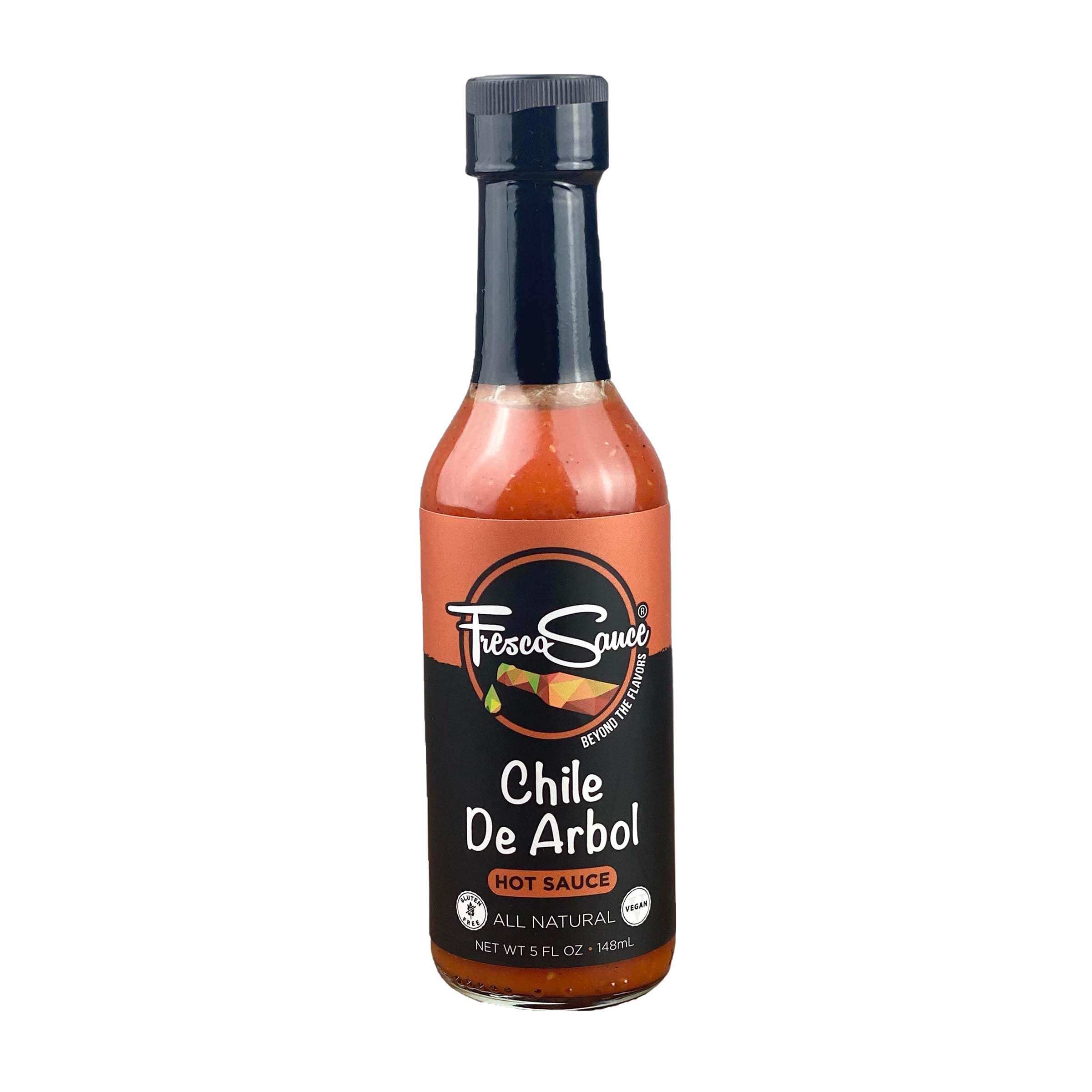 Fresco Sauce Chile De Arbol Hot Sauce with Mango – All Natural, Vegan, Gluten Free (5 fl oz) – Perfect for Tacos, Wings & Mexican Dishes