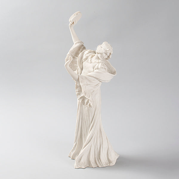 Agathon Léonard Danseuse Tambourin à Droite Bisque Ceramic Sculpture - Antique French Art Nouveau Figurine - Perfect for Home Decor, Collectors & Art Lovers