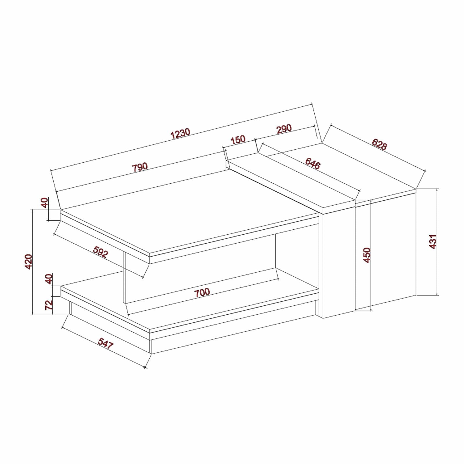 Tauris™ Modern Duet Coffee Table - Solid Oak Wood with White Finish for Living Room, Lounge & Office Decor