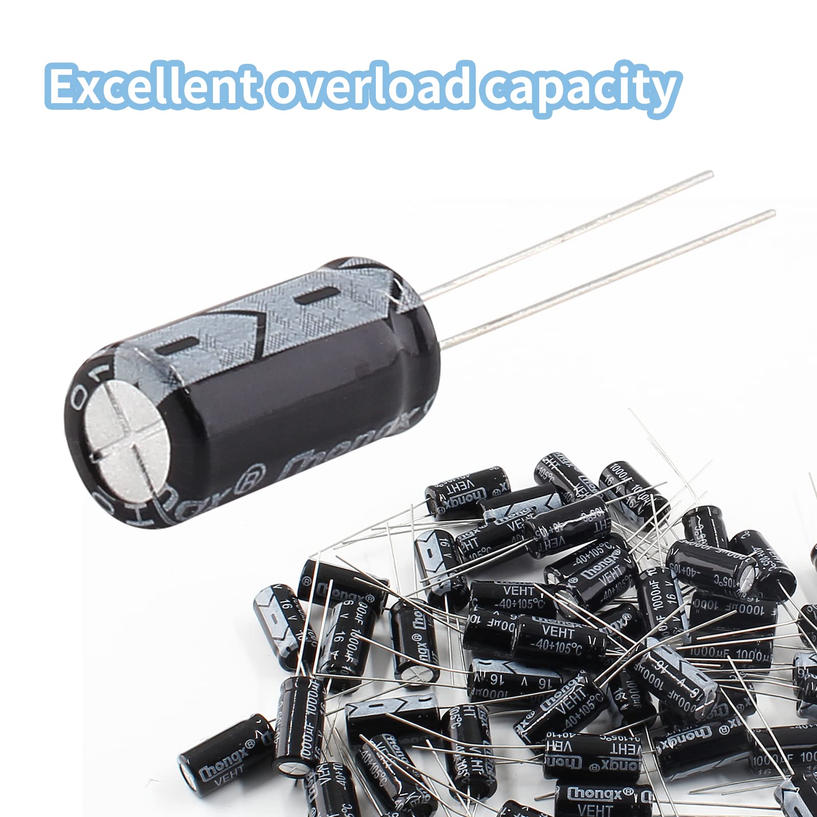 50PCS 16V 1000uF Aluminum Electrolytic Capacitors - 8x16mm Radial Lead for TV, LCD, Radio, Microwave & Gaming Electronics - Perfect for Circuit Board Repairs and DIY Electronics Projects