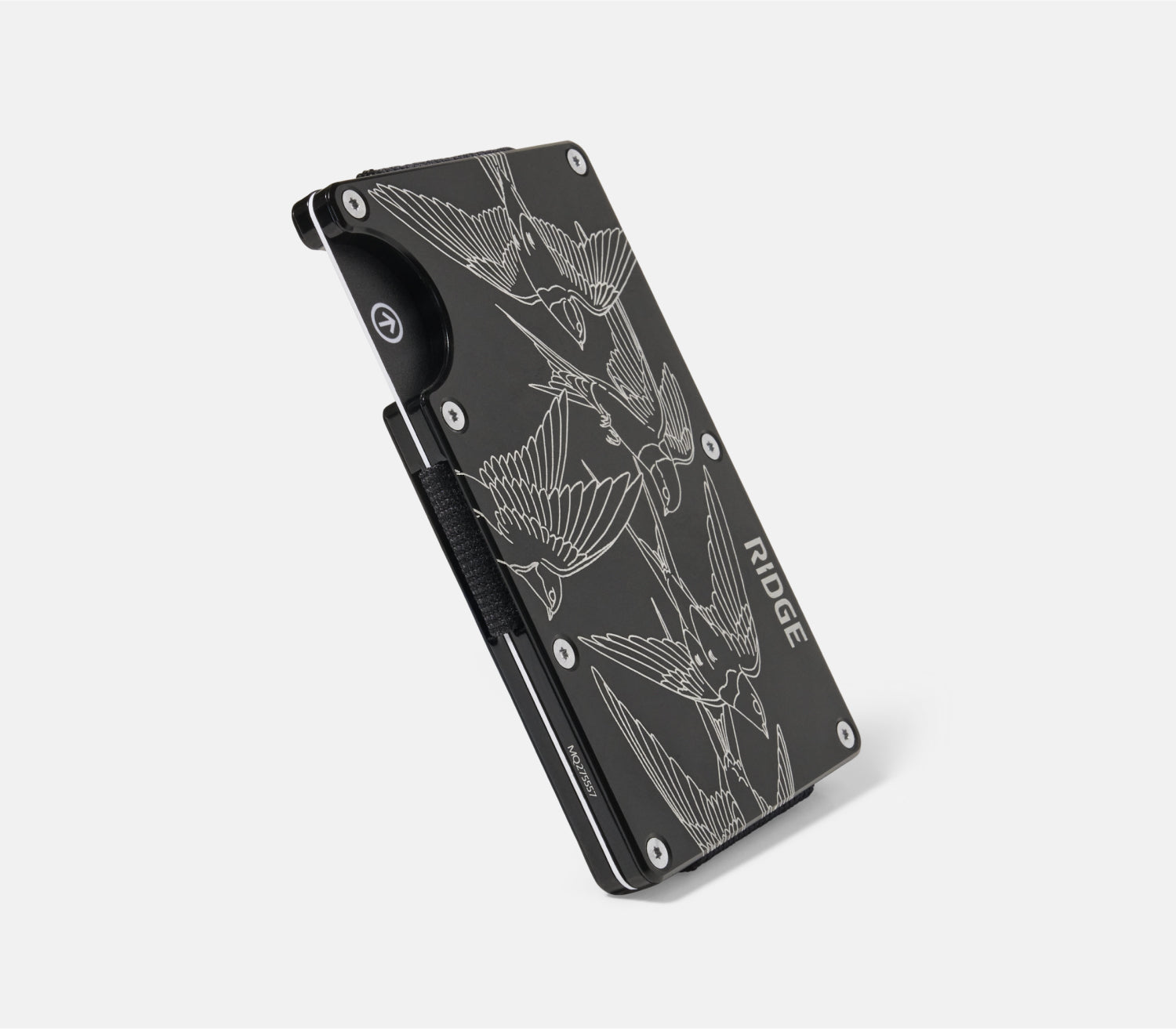 Ridge Wallet H.B. Nielsen Silver Swallows - Slim RFID Blocking Metal Wallet for Men - Perfect for Everyday Carry, Travel & Minimalist Lifestyle