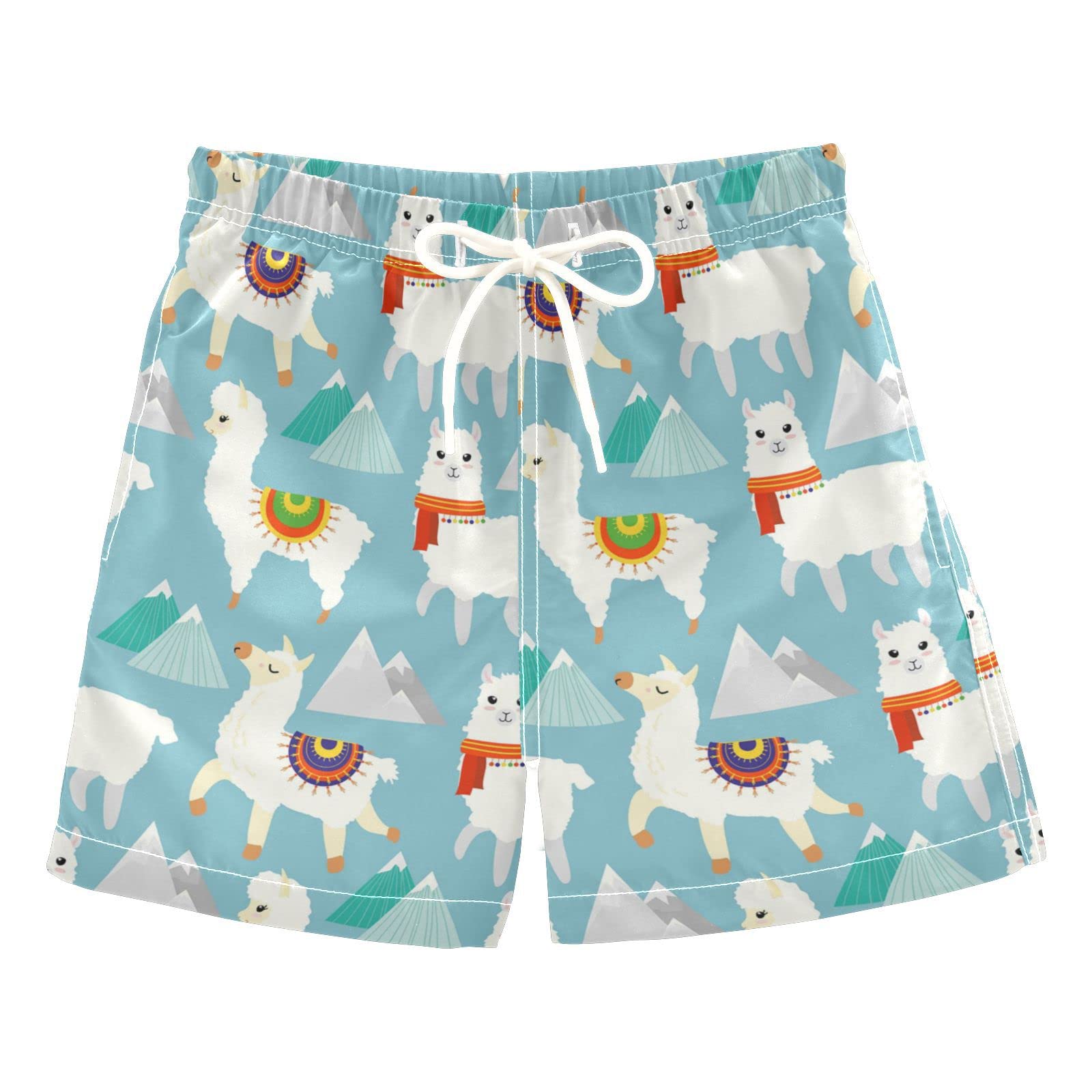 Llamas Alpacas Boys Swim Trunks - Quick Dry Toddler Beach Shorts for Boys | XL Size | Perfect for Pool, Beach & Summer Water Activities