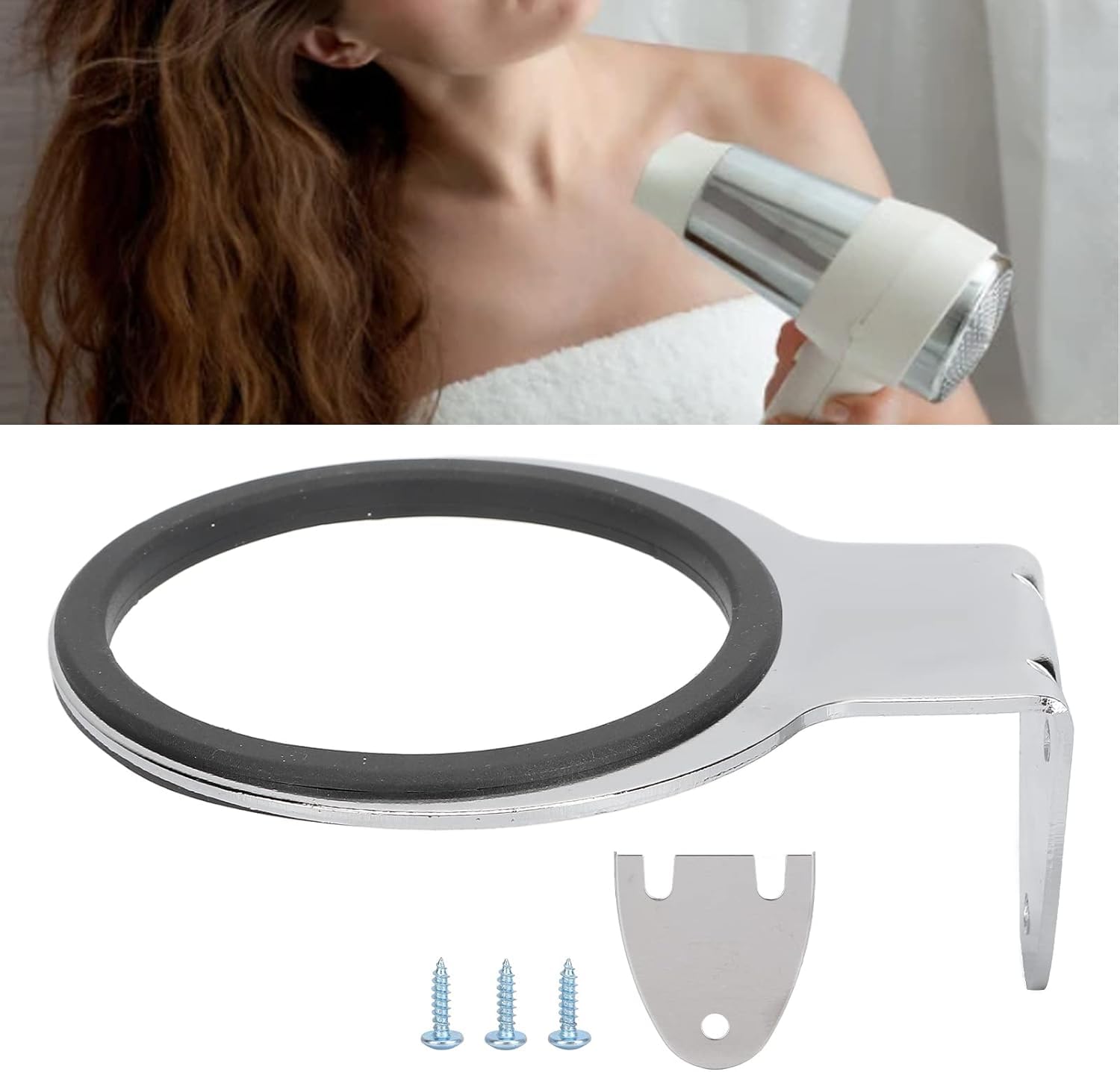 Stainless Steel Hair Dryer Holder - Durable Wall Mount Blow Dryer Organizer for Bathroom, Silvery Finish | Perfect for Salon, Spa & Home Use