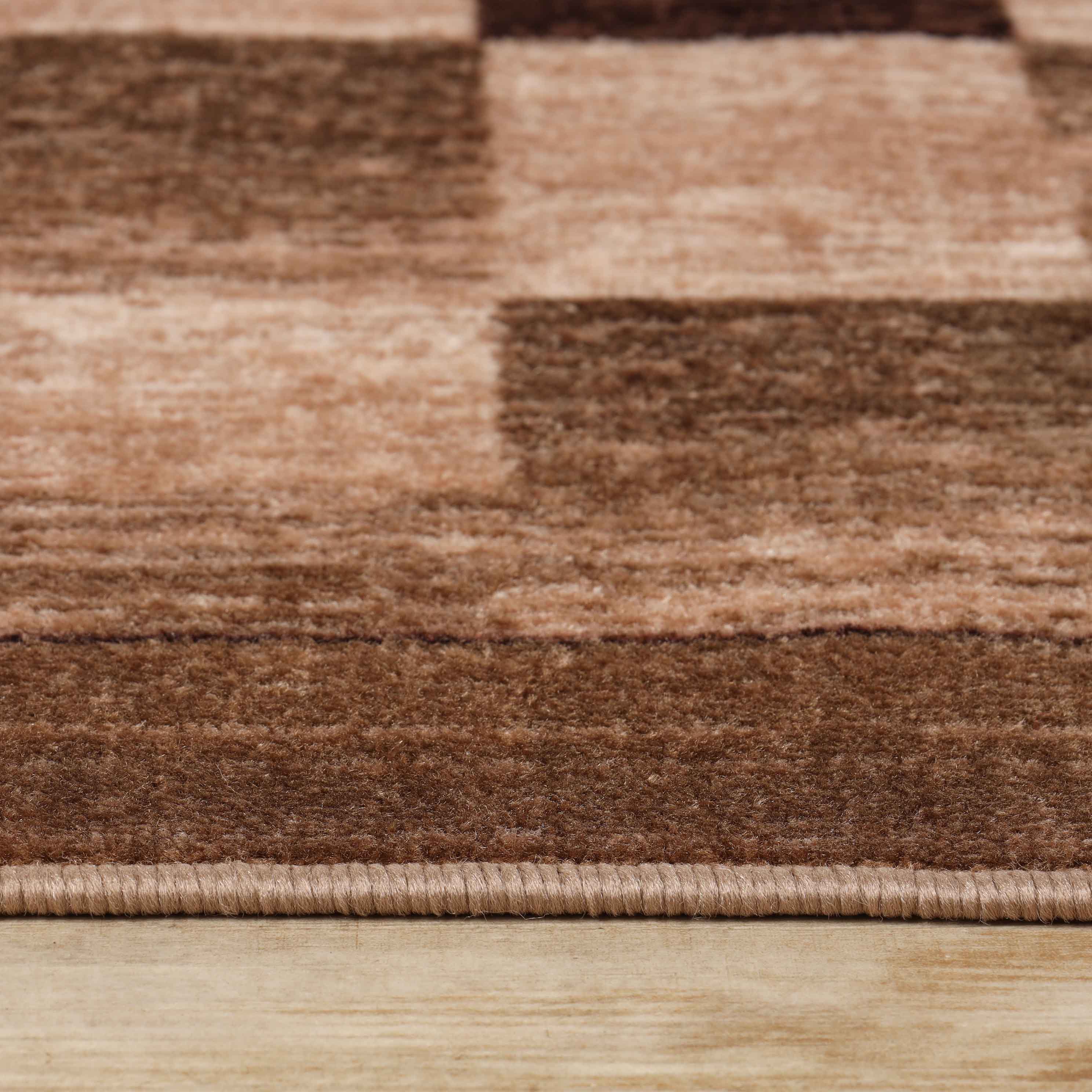 Lockwood Color Block Non-Slip Washable Indoor Area Rug or Runner - Perfect for Living Room, Bedroom, Entryway & High Traffic Areas