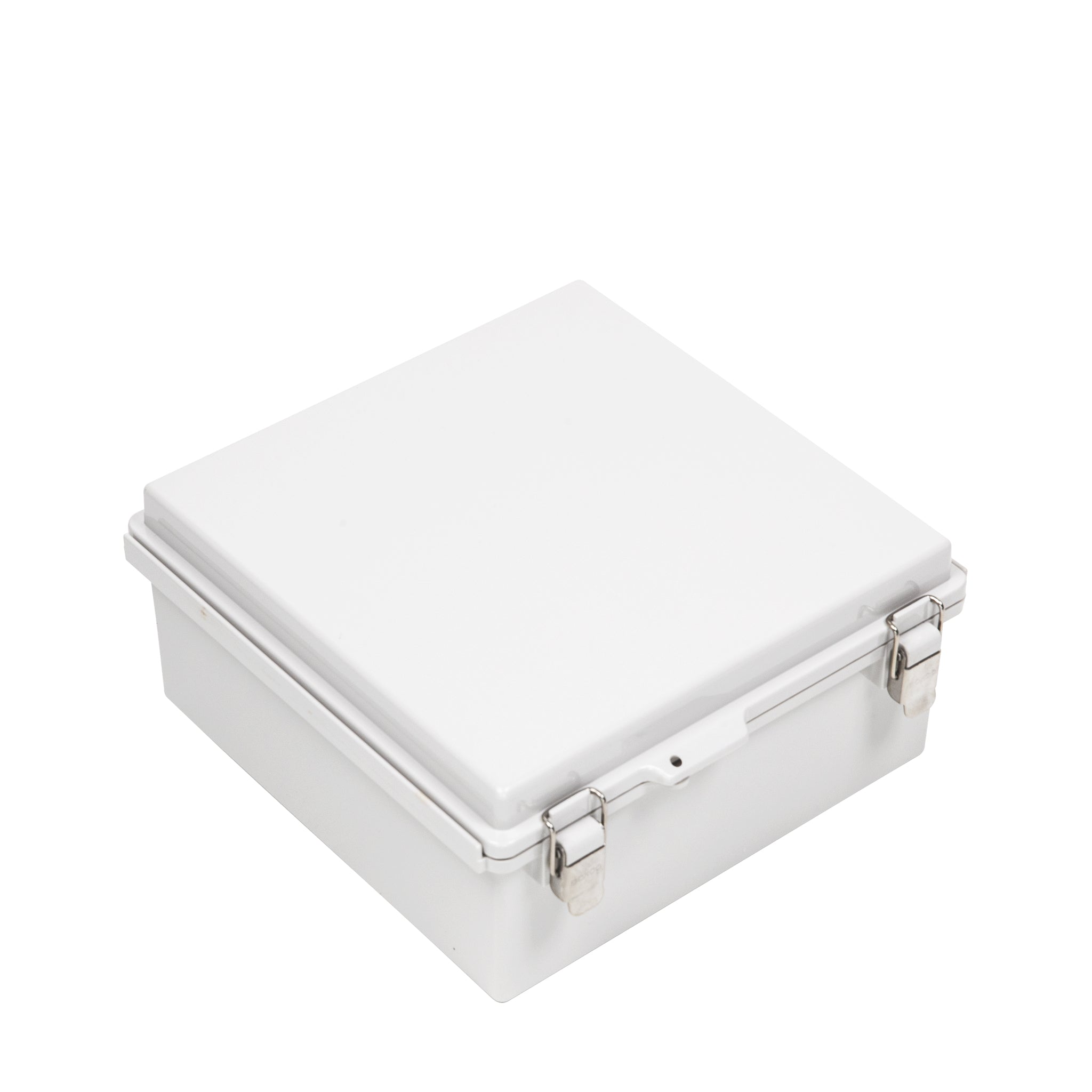 Boxco P Series 8.27 x 8.27 x 3.94 Inch Plastic Enclosure - IP67 Waterproof & IK08 Impact Resistant - PC Material with Grey Cover & Molded Hinge Latch - Ideal for Outdoor Electronics, Industrial Equipment & DIY Projects