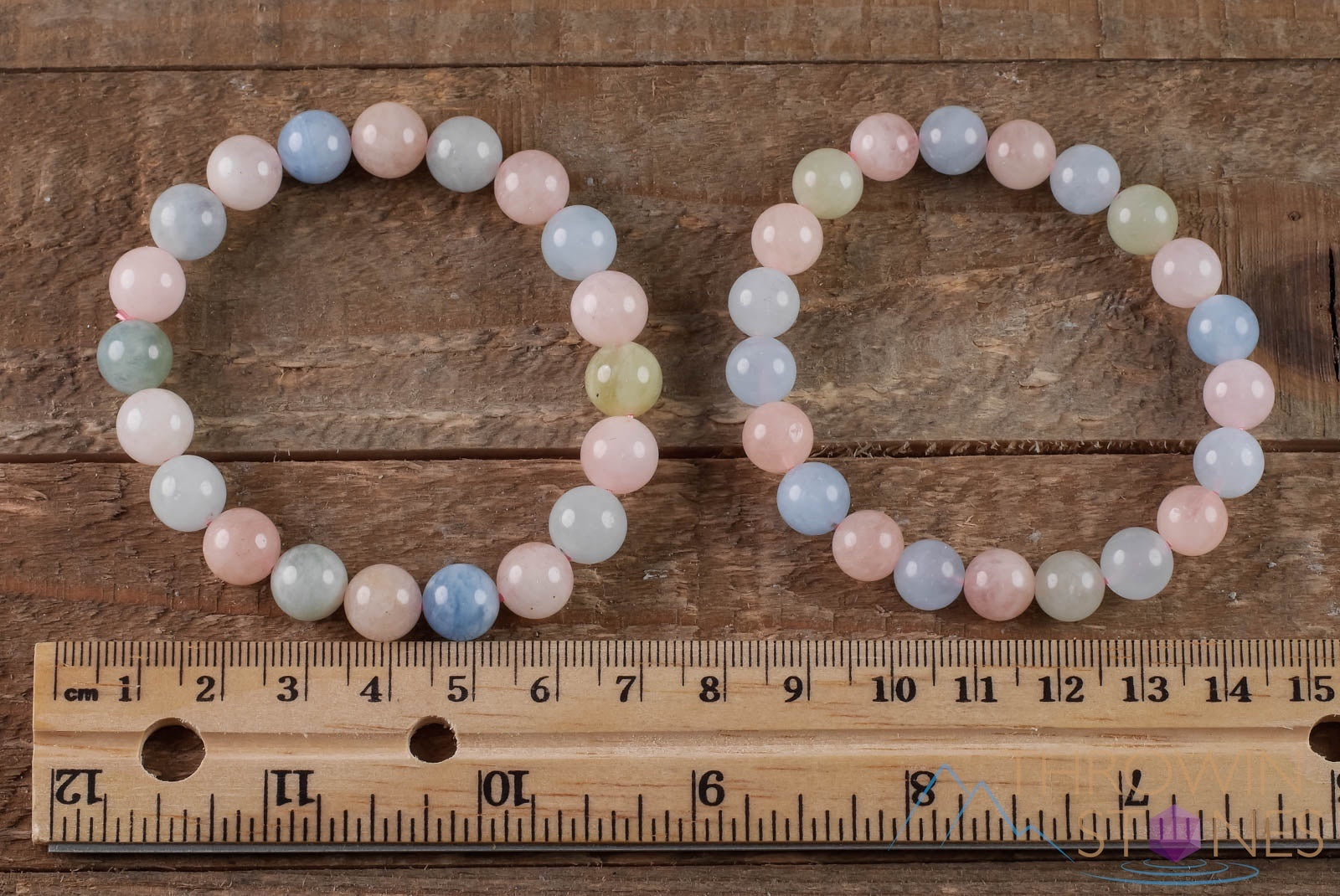 AQUAMARINE & MORGANITE Crystal Beaded Bracelet - Handmade Healing Jewelry with Round Beads for Women (E0573) | Perfect for Meditation, Yoga & Spiritual Healing Gifts