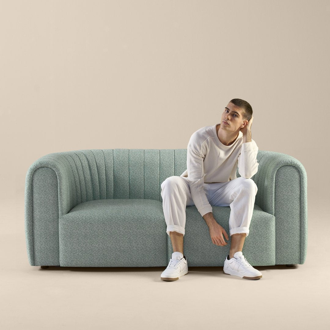 Modern 2-Seater Sofa - Comfortable Small Couch for Living Room, Apartment, Office - Soft Fabric Upholstery with Sturdy Wooden Frame - Perfect for Lounging, Relaxing, and Entertaining Guests