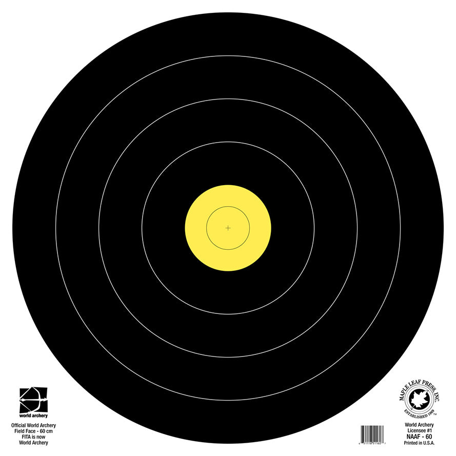 Maple Leaf Official World Archery Field 60cm Waterproof Target Face (NAAF 60 WP) - Durable Outdoor Archery Practice Target for Competitions & Backyard Training