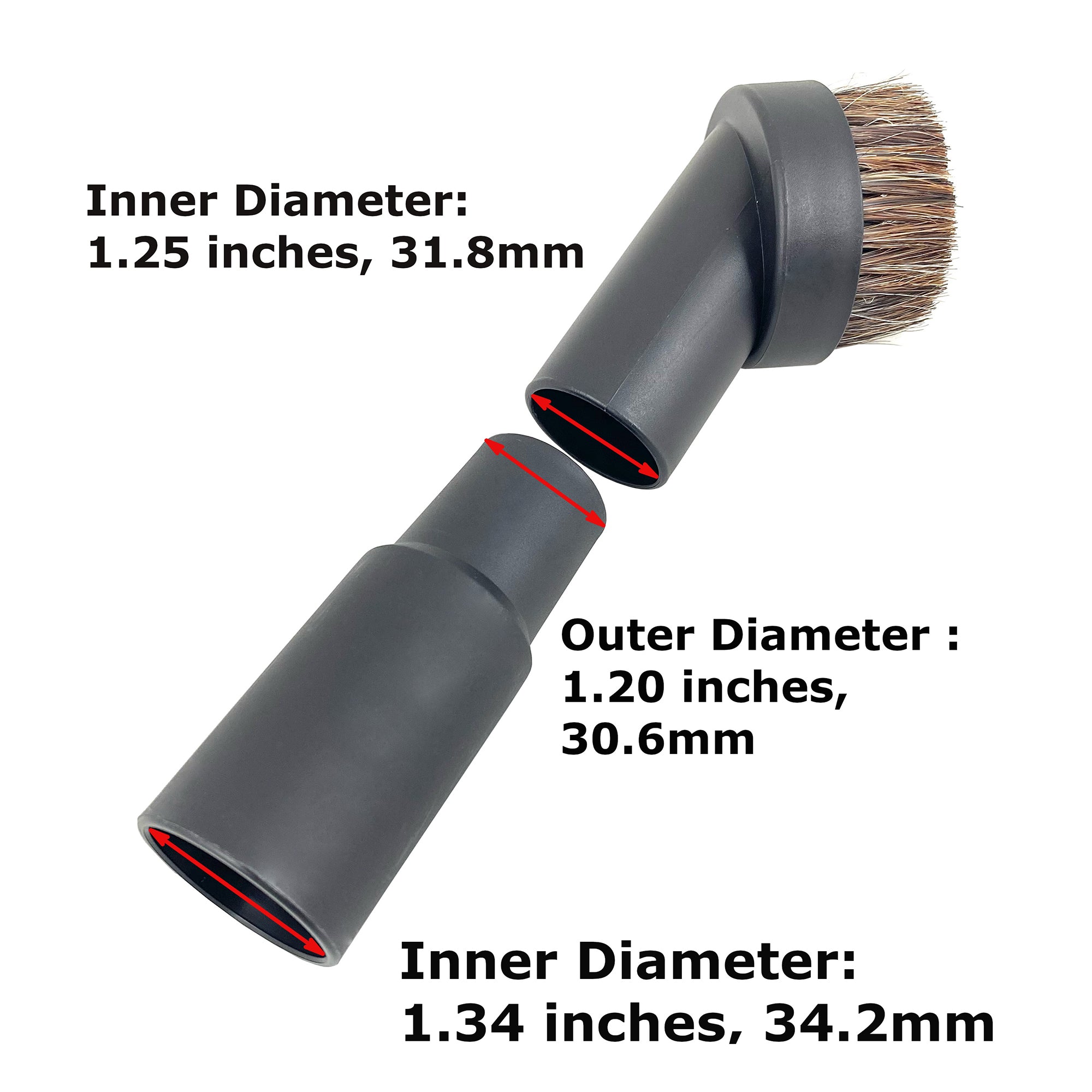 MaximalPower Universal Round Vacuum Cleaner Attachment - Dusting Brush Tool with Adapter for Hard Floors, Carpets & Furniture Cleaning - Perfect for Home, Office & Car Use