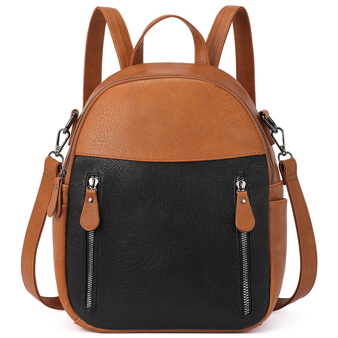 GUFUNY Genuine Leather Backpack Purse for Women & Teen Girls - Convertible Mini Cute Daypack, Fashion Designer Travel Bag (Brown/Black) - Perfect for School, Work & Travel Accessories