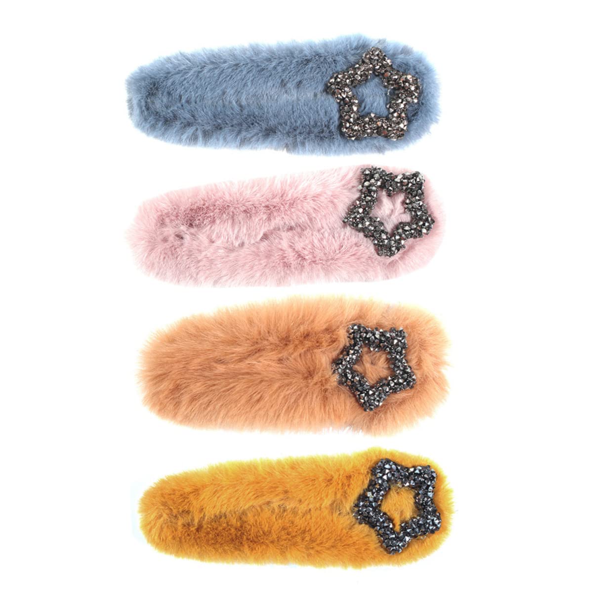 FOMIYES 4pcs Trendy Korean Hair Clips for Girls - Soft Plush Hairpins, Creative Hair Clasps & Hair Accessories Set (Perfect for School, Parties & Daily Styling)