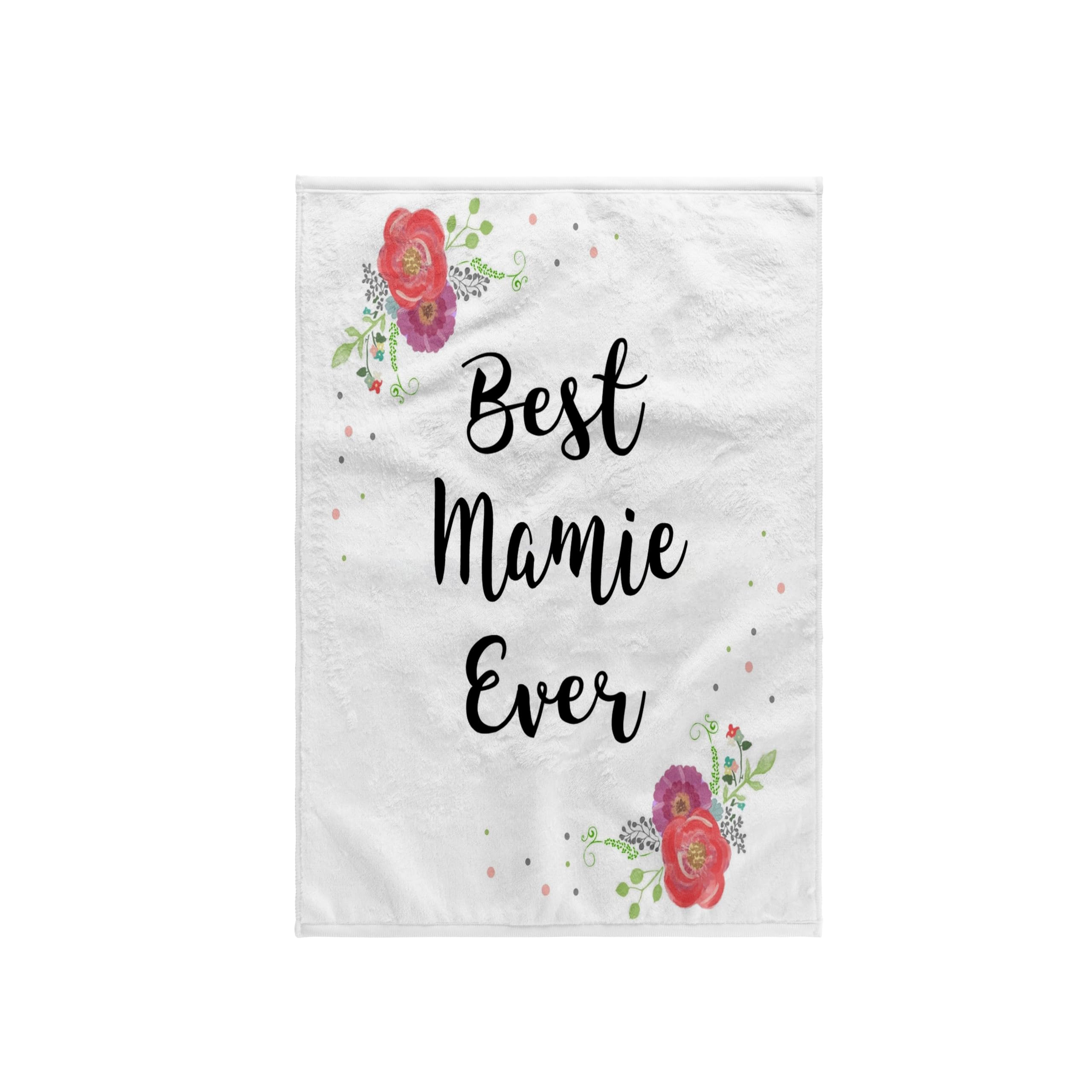 3dRose Floral Best Mamie Ever Pretty Watercolor Pink Flowers Grandma Love Towel - Soft Cotton Kitchen & Bath Towel for Grandma Gift, Mother's Day, Home Decor (twl-312325-1) - Perfect for Showers, Bathrooms & Cozy Home Accents